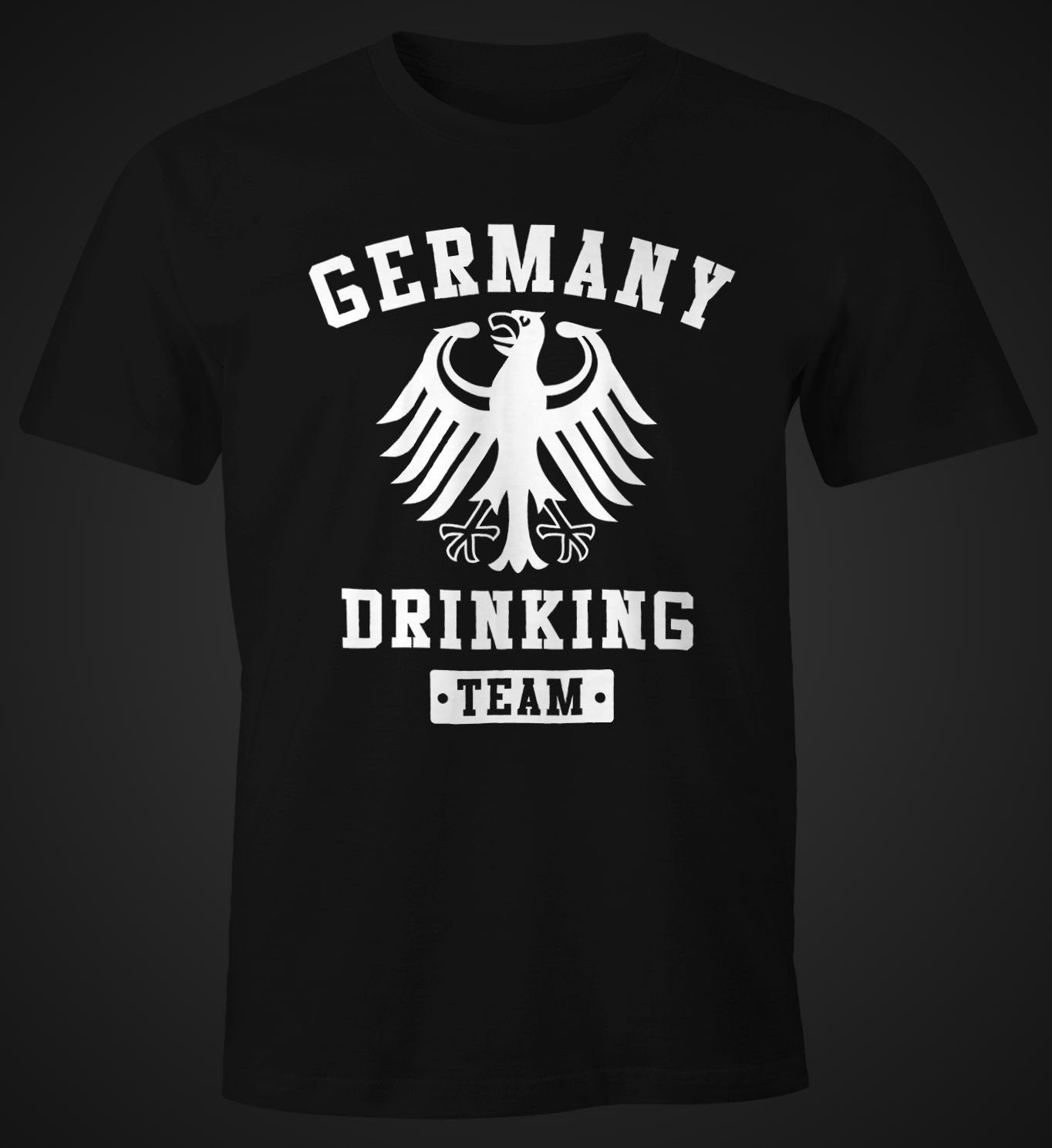 MoonWorks Print-Shirt Team Fun-Shirt Germany mit Moonworks® Drinking Print schwarz Herren T-Shirt Deutschland Adler Bier