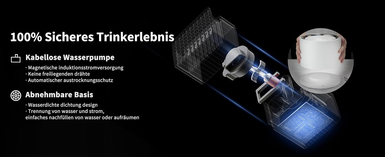 PETKIT Trinkbrunnen EVERSWEET 3 Pro UVC (Wireless Pump), UVC-Sterilisation zur Wasserreinigung