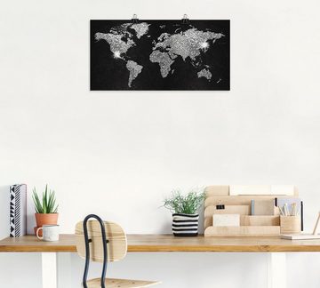 Artland Wandbild Weltkarte Glitzer, Land- & Weltkarten (1 St), als Alubild, Outdoorbild, Leinwandbild, Poster, Wandaufkleber