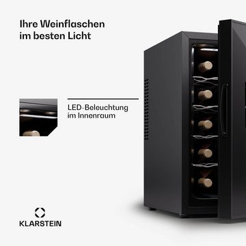 Klarstein Weinkühlschrank Silent Vino 15 Uno, für 15 Standardflaschen á 0,75l,Wein Flaschenkühlschrank Weintemperierschrank Weinschrank Kühlschrank