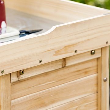Outsunny Garten-Geräteschrank Gartenschrank, Gartenschrank Holz Geräteschrank Schrank mit 2 Einlegeböden Natur