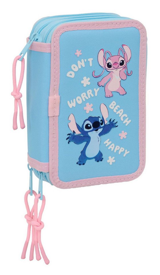 safta Federmäppchen Disney Stitch & Angel - Mäppchen Federmappe, 37 Teile, 3-fach gefüllt, (37-tlg., Mädchen), Reißverschluss