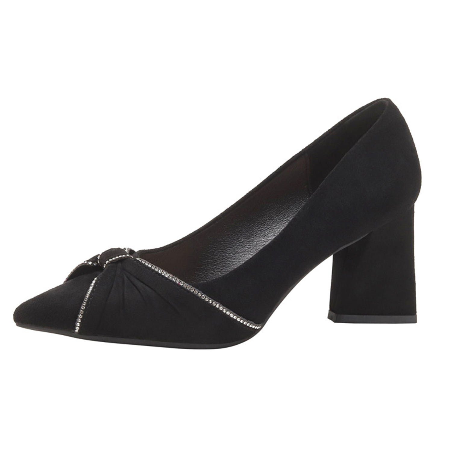 Daisred Damen Klassische Pumps Schwarz Absatzschuhe Pumps Blockabsatz Frauen