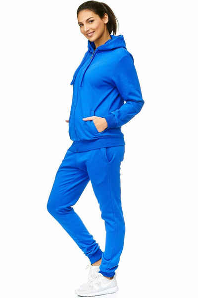 L.gonline Freizeitanzug Damen Jogginganzug, Freizeitanzug, Hausanzug 586 (Kapuzenjacke mit Reißverschluss, Hose, 2-tlg), Fitness Freizeit Casual