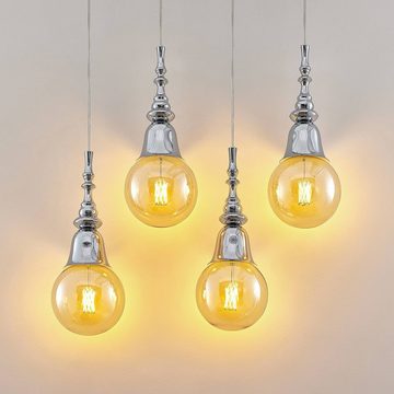 Lucande Hängeleuchte Gesja, dimmbar, Leuchtmittel nicht inklusive, Modern, Eisen, chrom, 4 flammig, E27, Deckenlampe, Esstischlampe