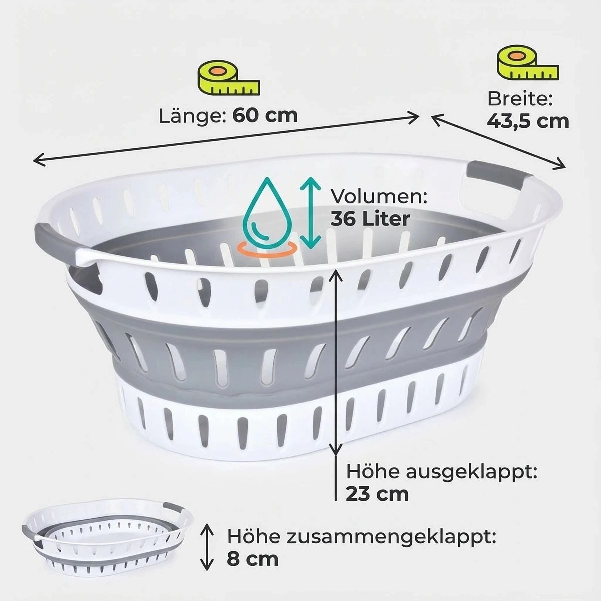 König Design Wäschekorb faltbar Wäschesammler Wäschebox Wäschetonne Organizer, Laundry Baskets Wäschewanne robust, platzsparend, Aufbewahrungskorb