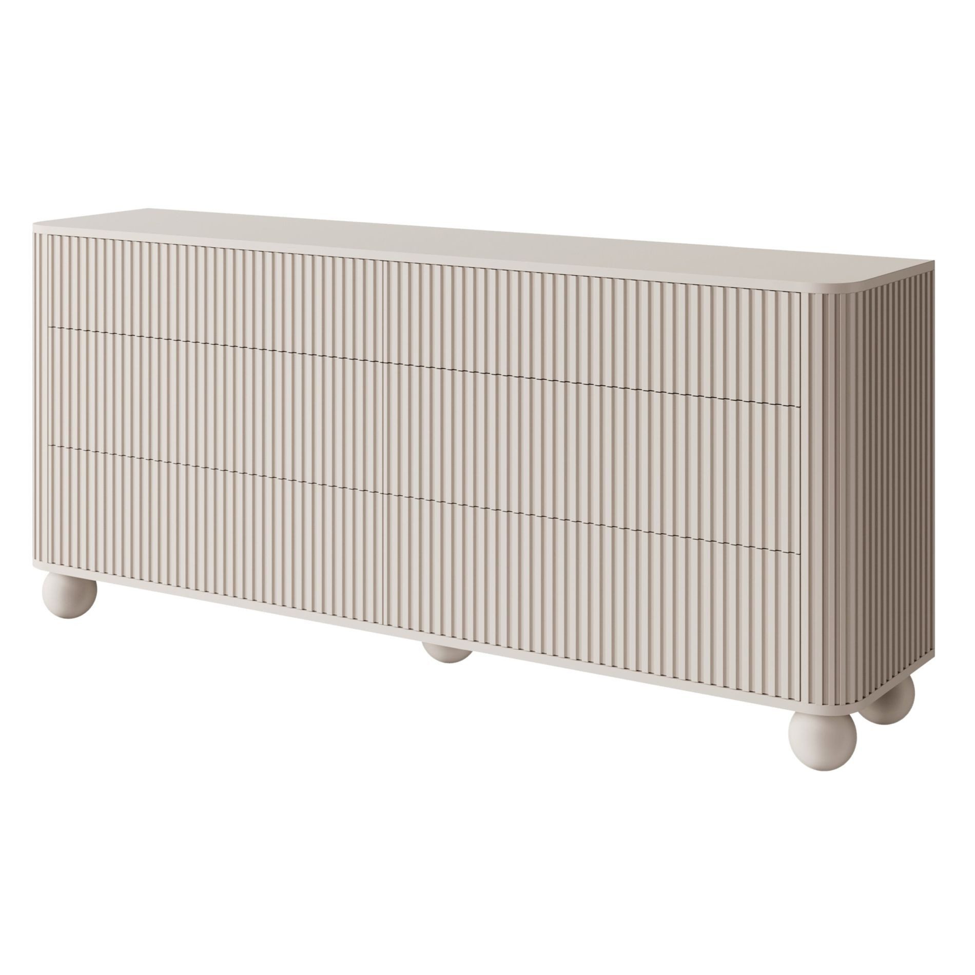 Selsey Kommode ARVELLO, mit Schubladen, geriffelten Fronten und Kugelfüßen