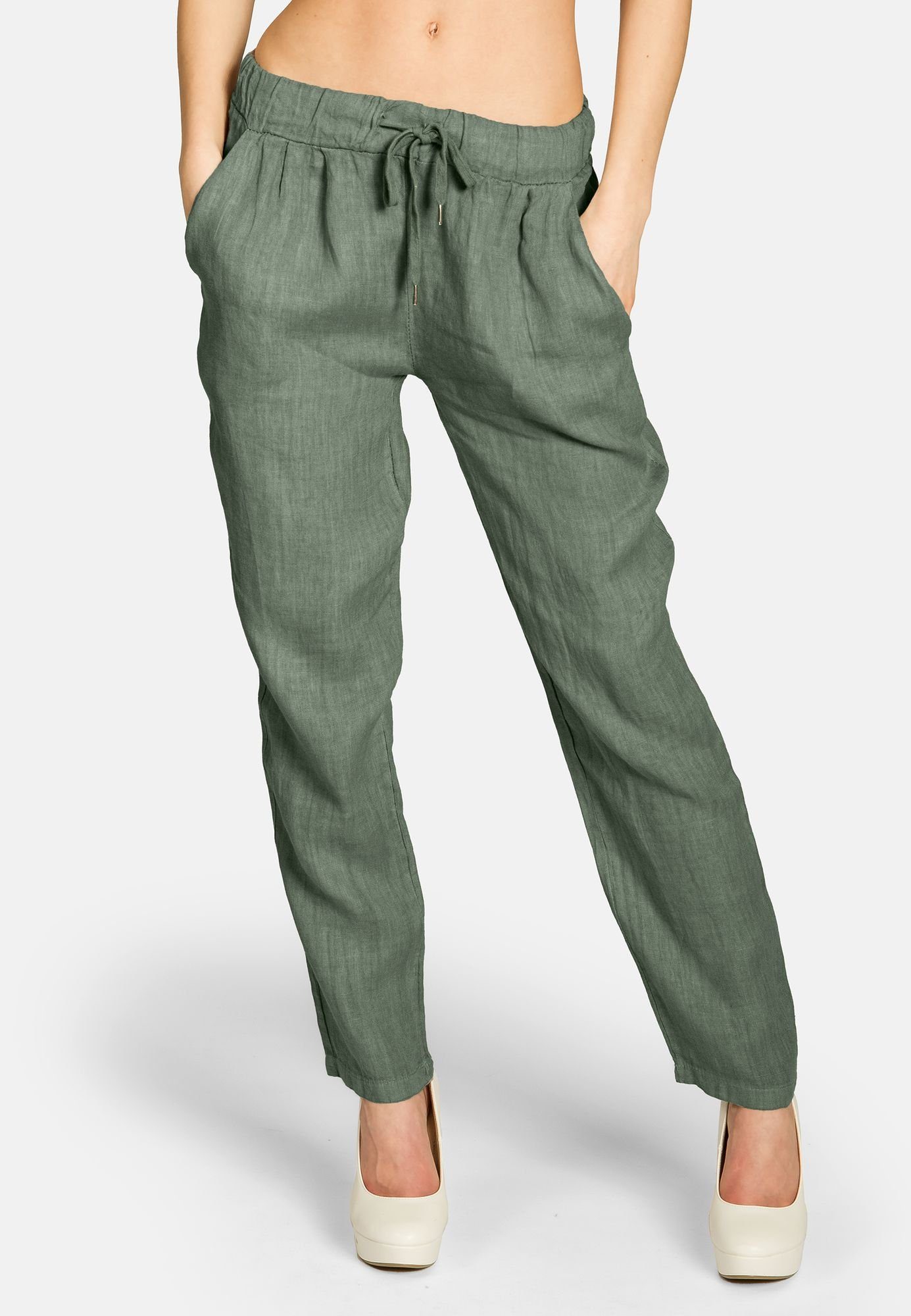 Caspar Leinenhose KHS045 leichte Damen Casual Sommer Freizeit Hose günstig online kaufen