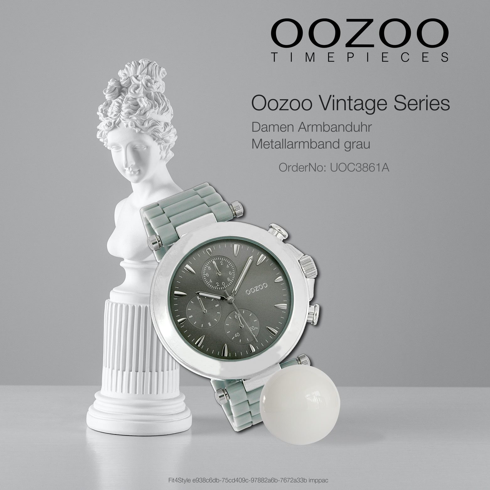 OOZOO Quarzuhr Oozoo Unisex Armbanduhr Vintage Series, (Analoguhr), Damen, Herrenuhr rund, groß (ca. 45mm) Metallarmband grau