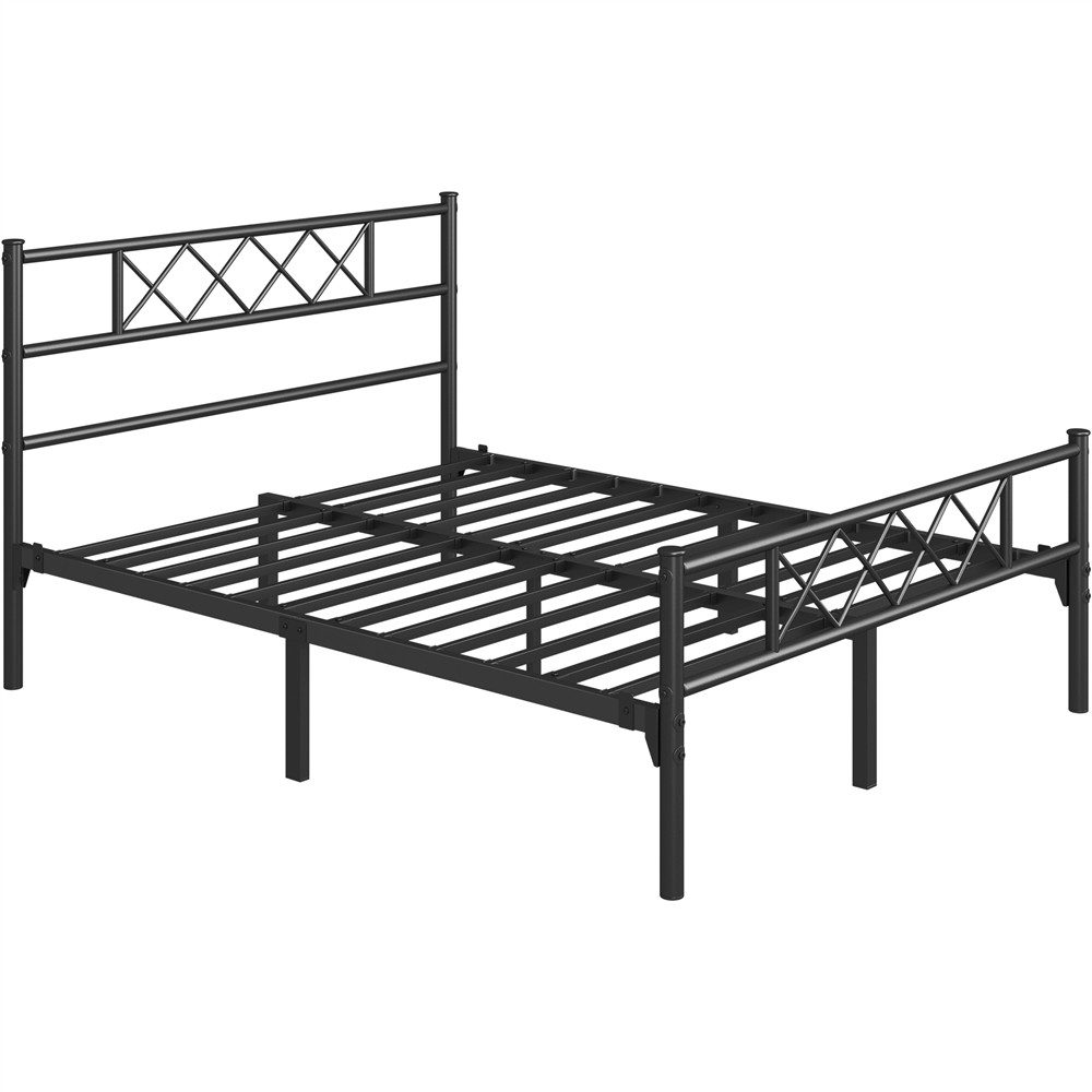 Yaheetech Bettgestell Metallbett mit Lattenrost, Bettrahmen mit Kopfteil, für Schlafzimmer, 90/140 cm (B)