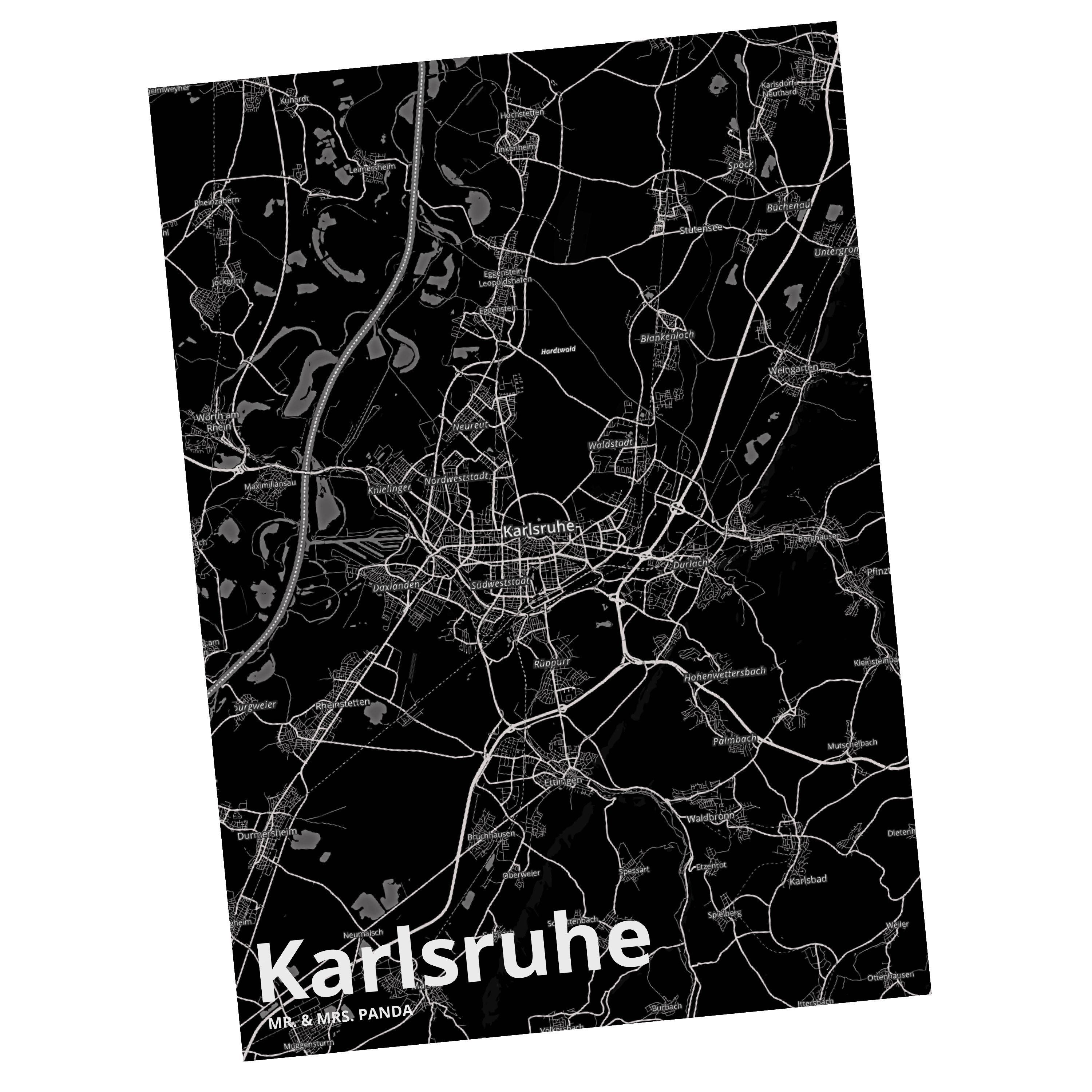 Karlsruhe Einladung, - O & Geschenk, Mr. Karte, Postkarte Geschenkkarte, Dankeskarte, Panda Mrs.