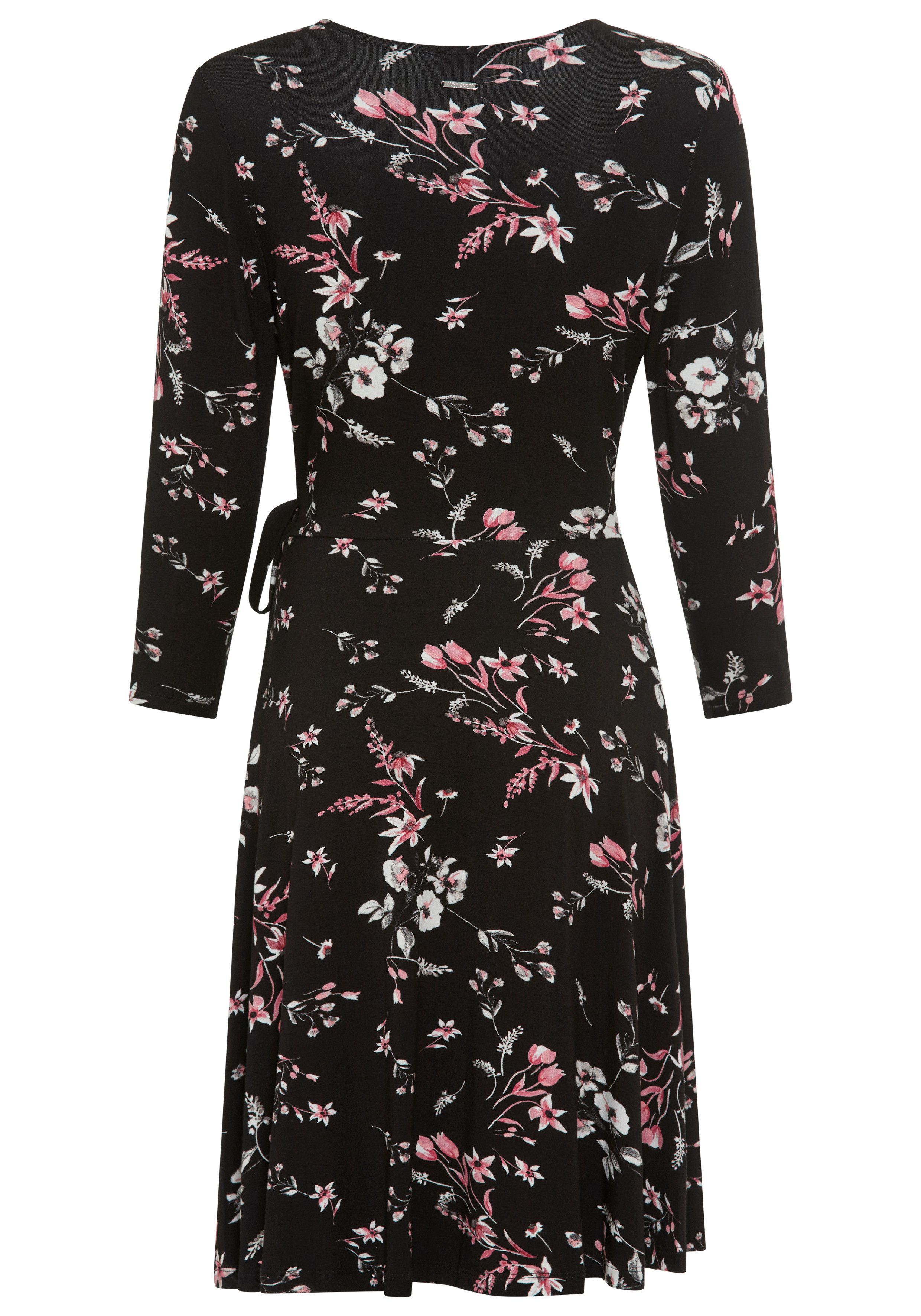 Laura Scott Sommerkleid femininer Stil, für warme Tage, mit V-Ausschnitt, mit 3/4-Ärmeln