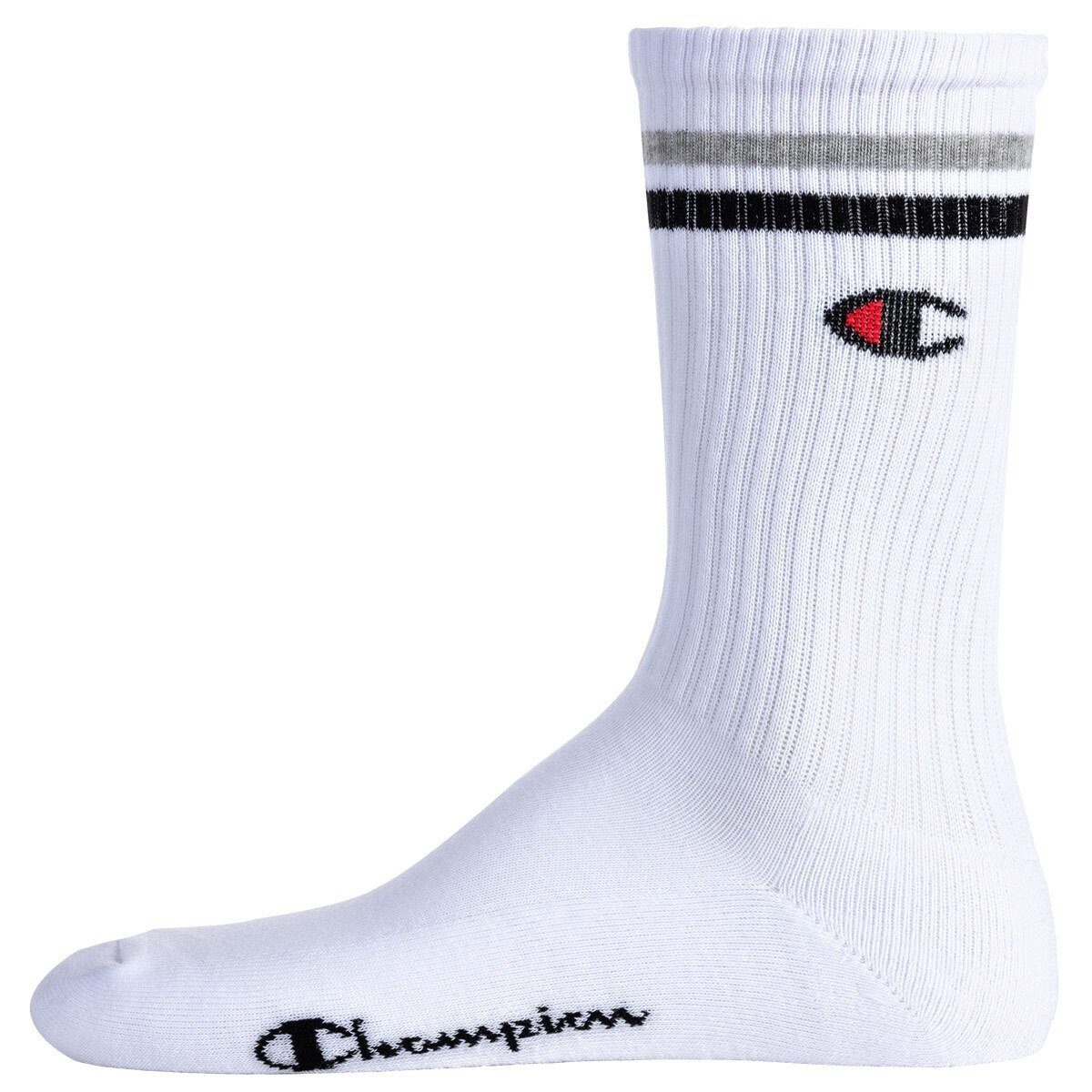 Logo Paar Unisex Champion Socken, 3 Schwarz/Weiß/Grau Crew - Socken, Kurzsocken