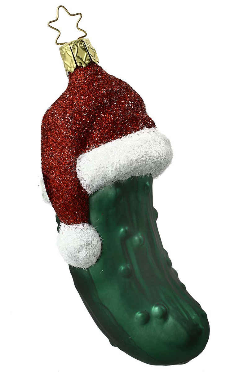 Hamburger Weihnachtskontor Christbaumschmuck Weihnachtsgurke, Dekohänger - mundgeblasen - handdekoriert