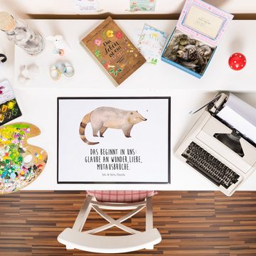 Mr. & Mrs. Panda Schreibtischunterlage Nasenbär - Weiß - Geschenk, Tiermotive, Schreibtischunterlage Groß, N, (1 tlg)