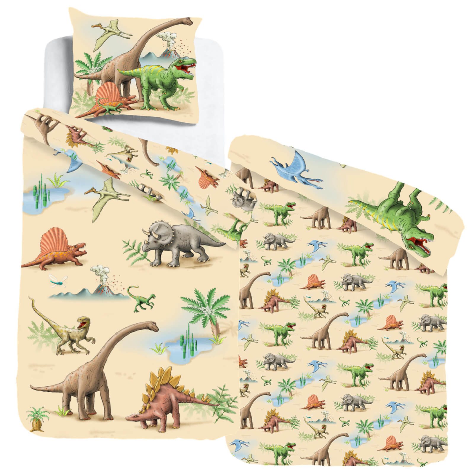 ESPiCO Kinderbettwäsche Dinoland, Renforcé, 2 teilig, Digitaldruck, Dinowelt, Dinosaurierwelt
