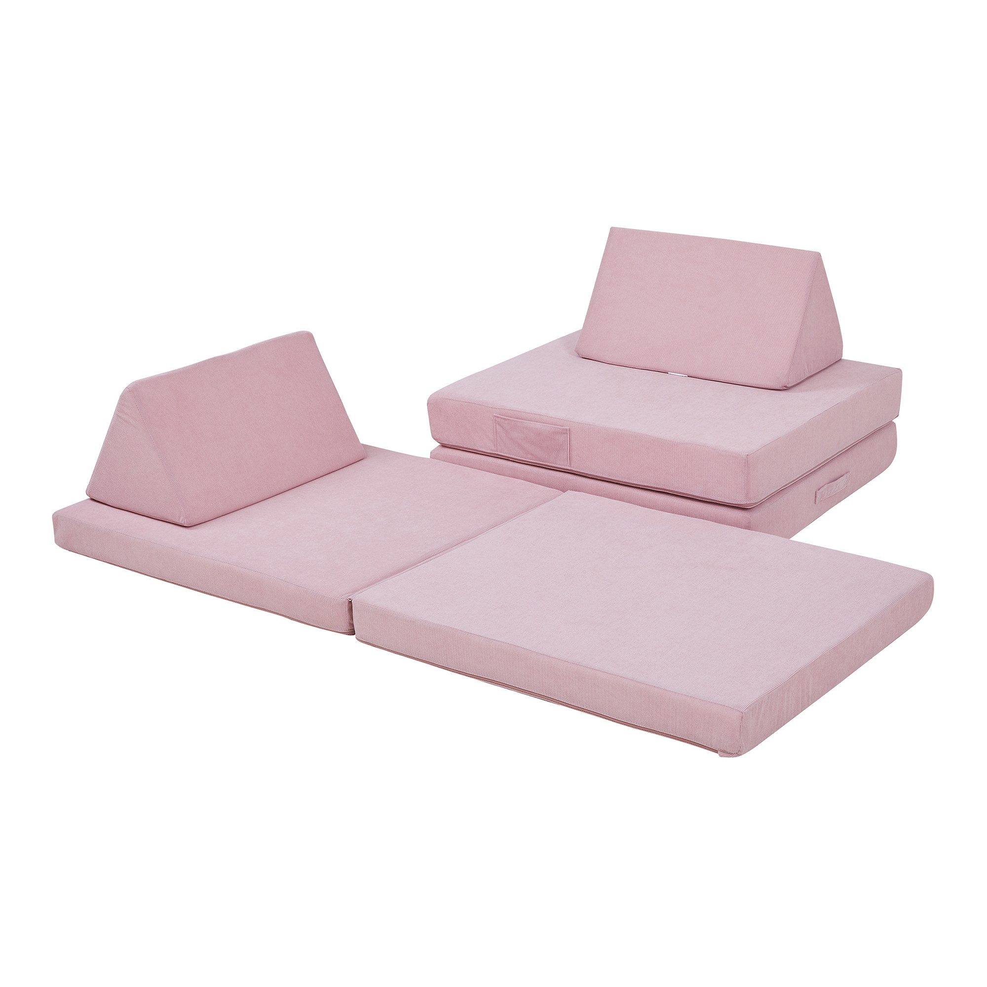 en.casa Kindersofa, 5 Teile, Spielsofa »Norhulta« Cord Rosa