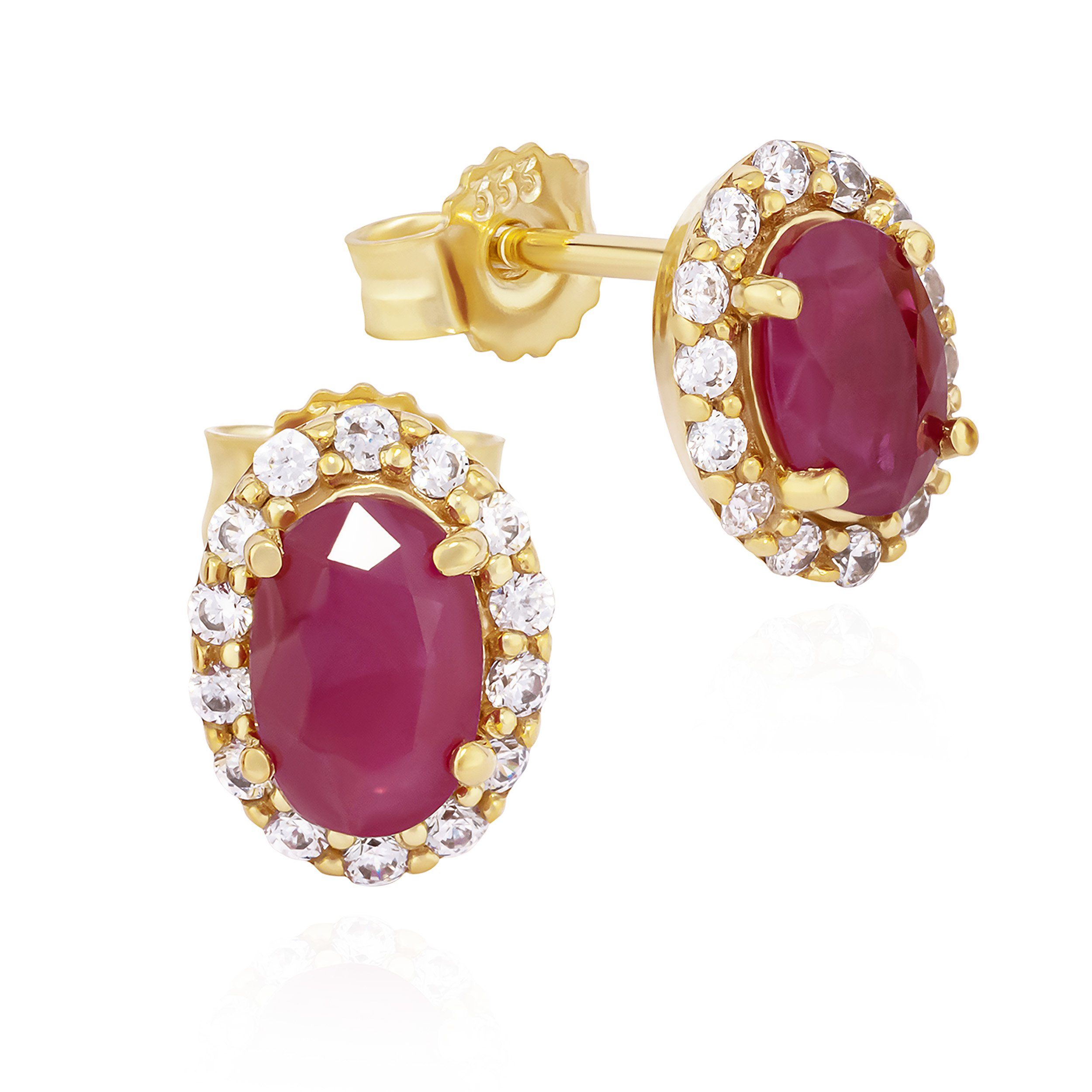 NKlaus Paar Ohrstecker Paar Solitär echt Rubin Ohrstecker 333 Weiß Gold 8x7 günstig online kaufen