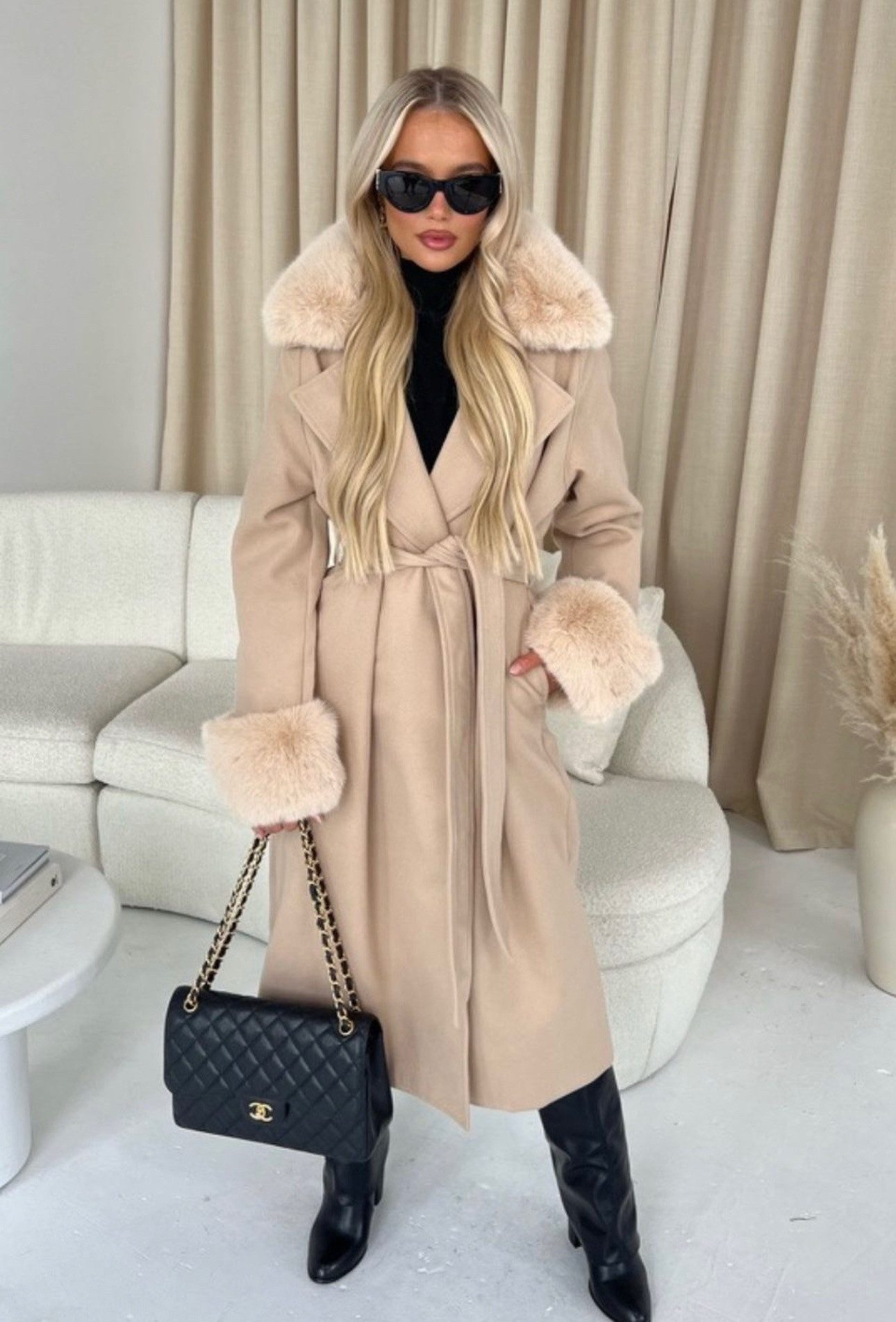 Copperose Langmantel #7555 Mantel mit flauschigem Kragen abnehmbarer Schalk günstig online kaufen