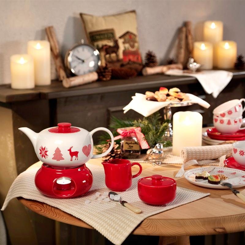 Friesland Porzellan Becher L Weihnachtsgeschirr, Weihnachten Happymix Keramik, 0,28 Rot