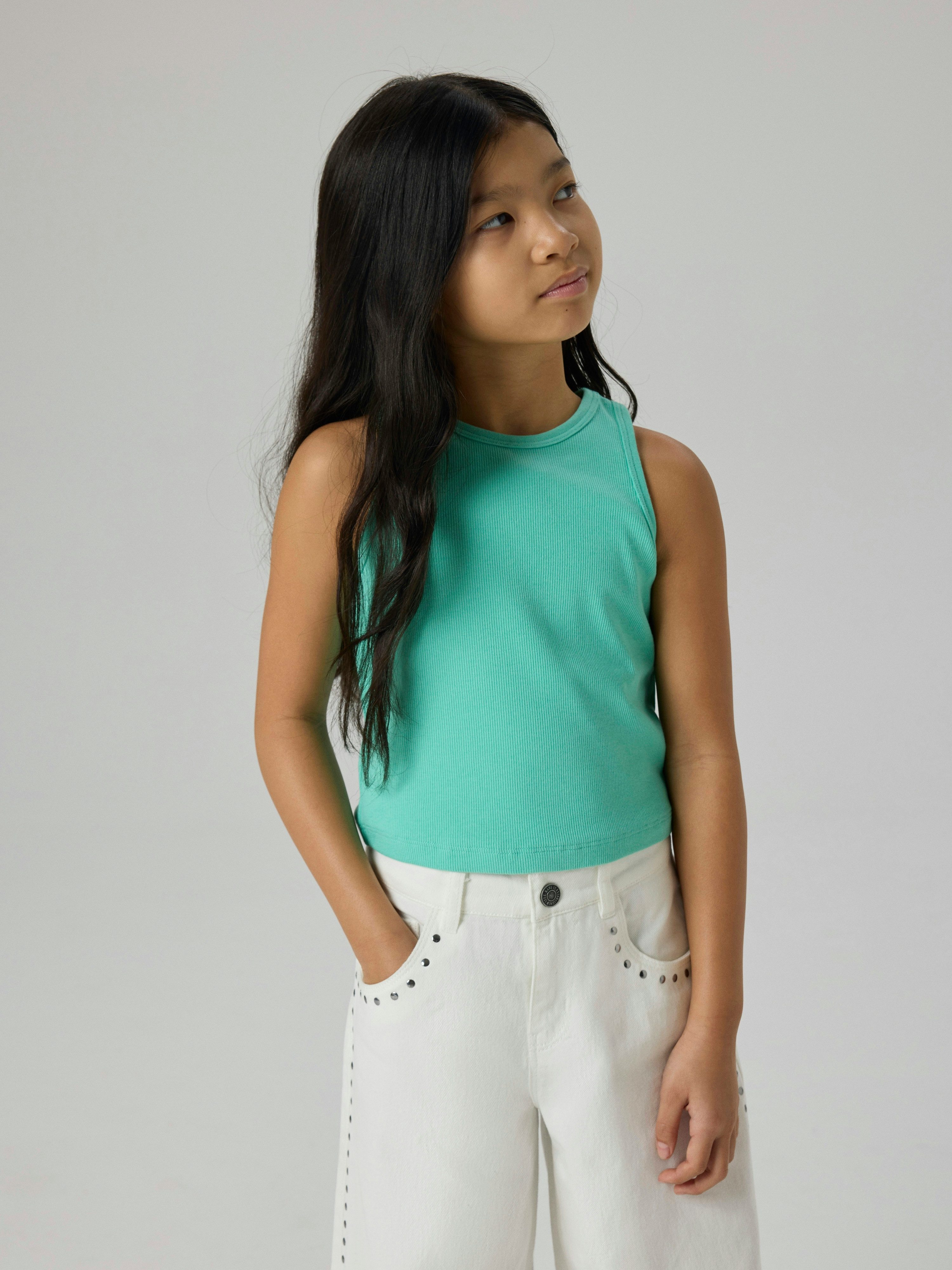 Name It Tanktop NKFNAKAL SL SHORT TOP NOOS Baumwollmischung, verkürzte Form, Jersey Rippware