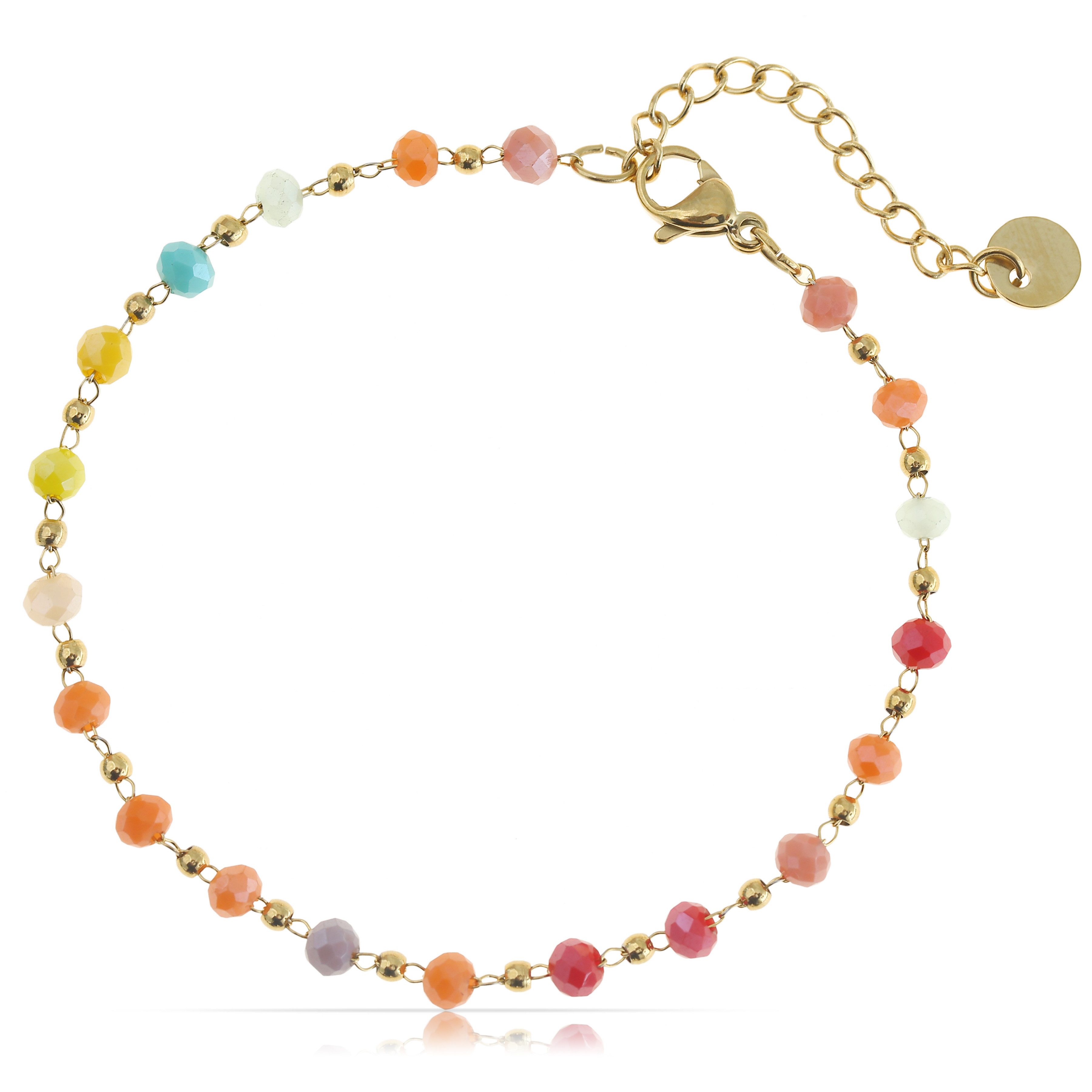 Made by Nami Edelstahlarmband mit Perlen Buntes Perlenarmband Damen 16 + 3c günstig online kaufen