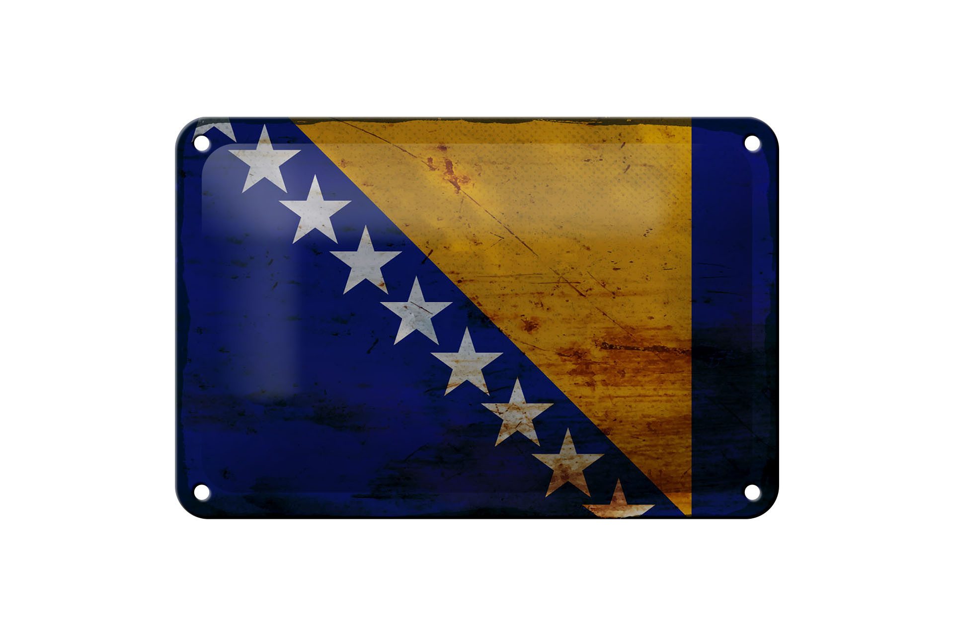 Femer GmbH Metallschild Flagge Bosnien und Herzegowina 18x12cm Rost, (1 St), gewölbte Oberfläche, abgerundete Ecken, umgeschlagene Kanten
