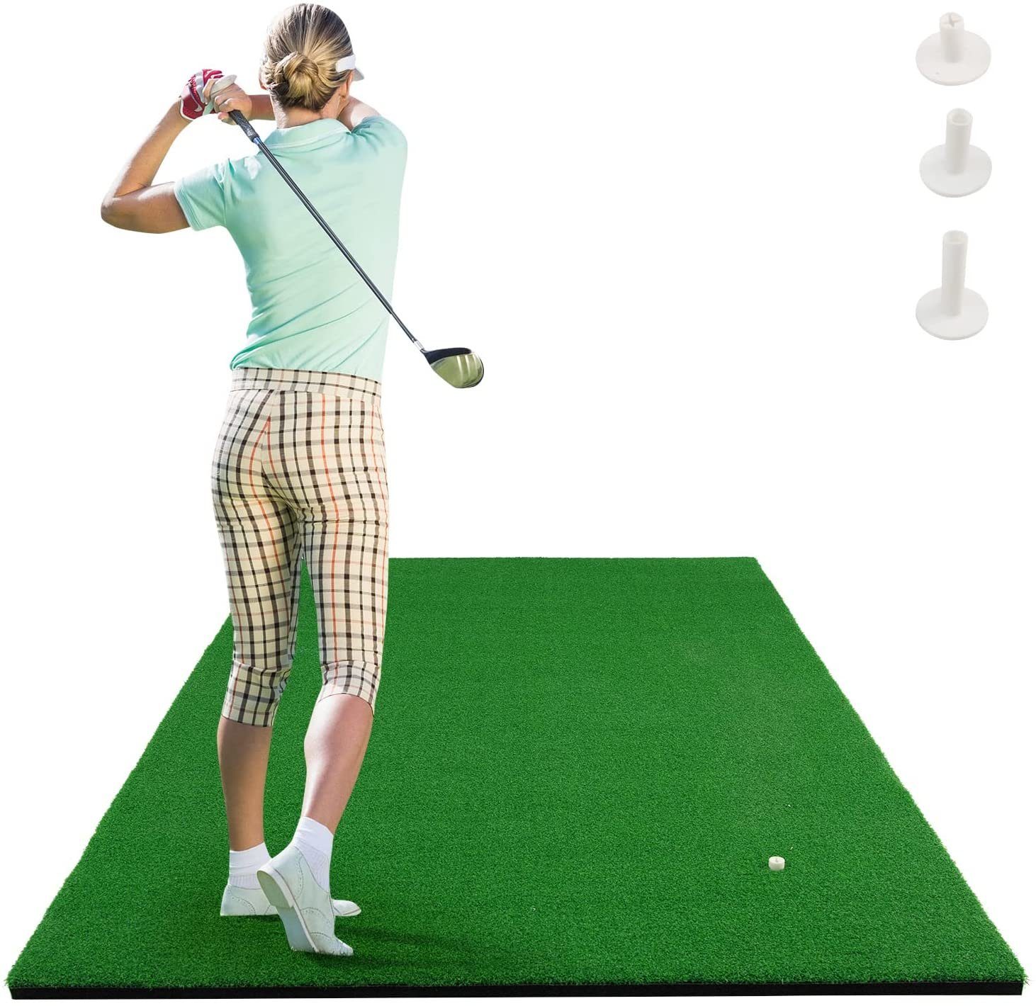 COSTWAY Golf-Abschlagmatte Golfmatte, Gummi-Tees 3 mit 150x100cm