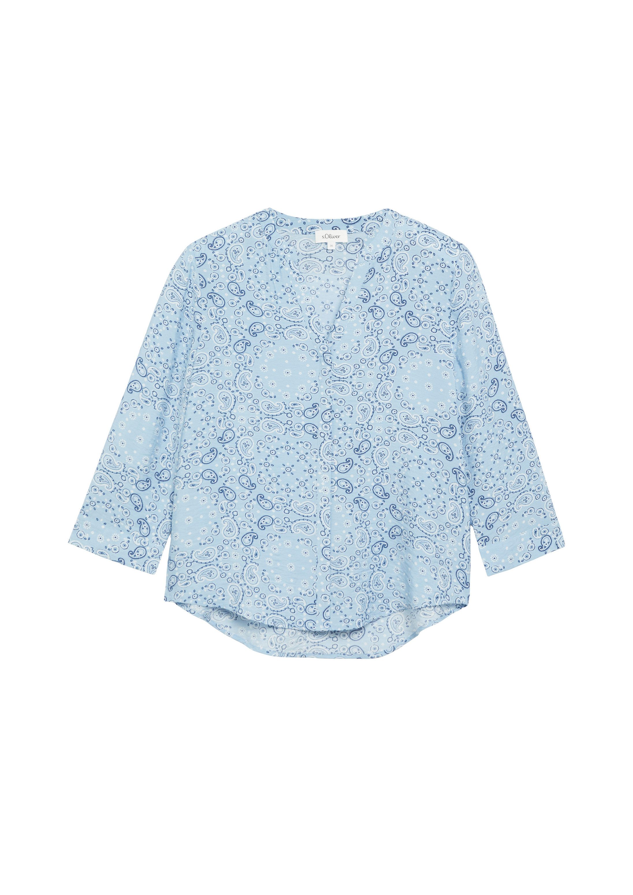 s.Oliver Kurzarmbluse Bluse Strukturierte Viskosemix-Bluse