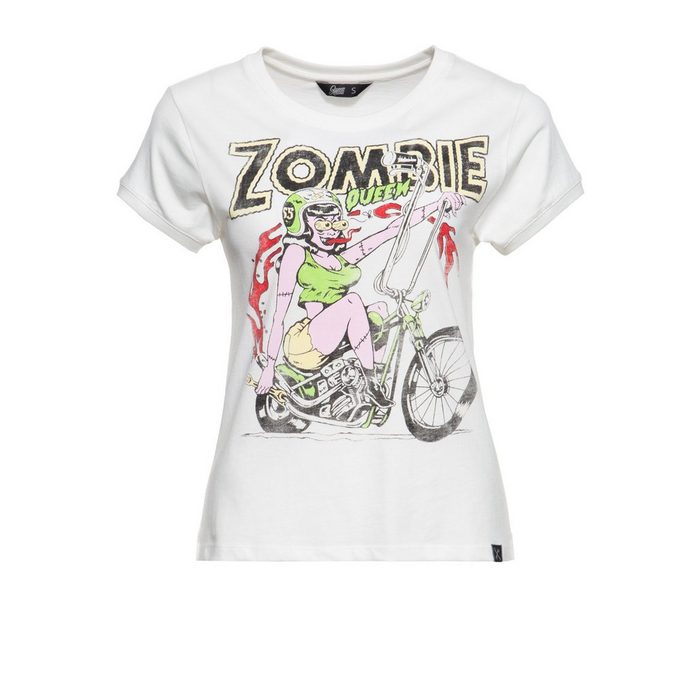 QueenKerosin Kurzarmshirt Zombie mit Zombie-Print