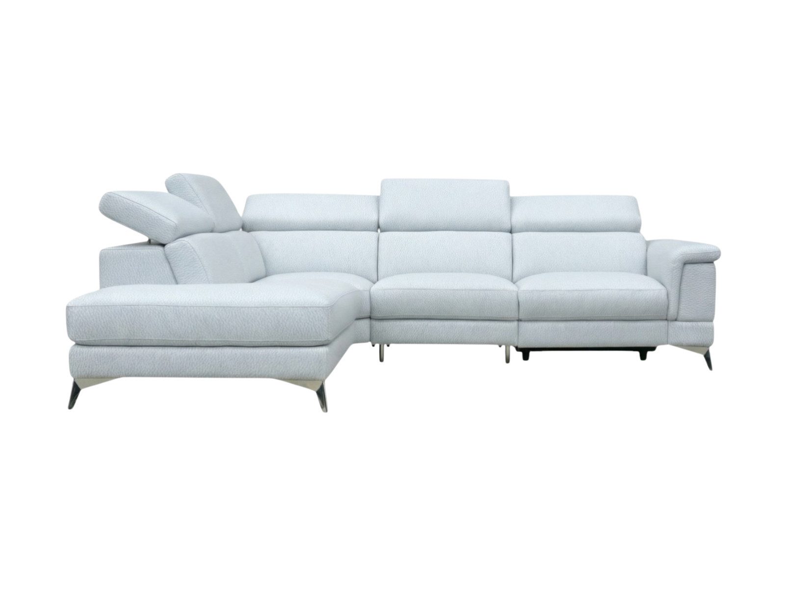 Villa Möbel Ecksofa Planet, L-Form 1 Teile, Echtleder-Ecksofa mit Kopfteilverstellung fürs Wohnzimmer