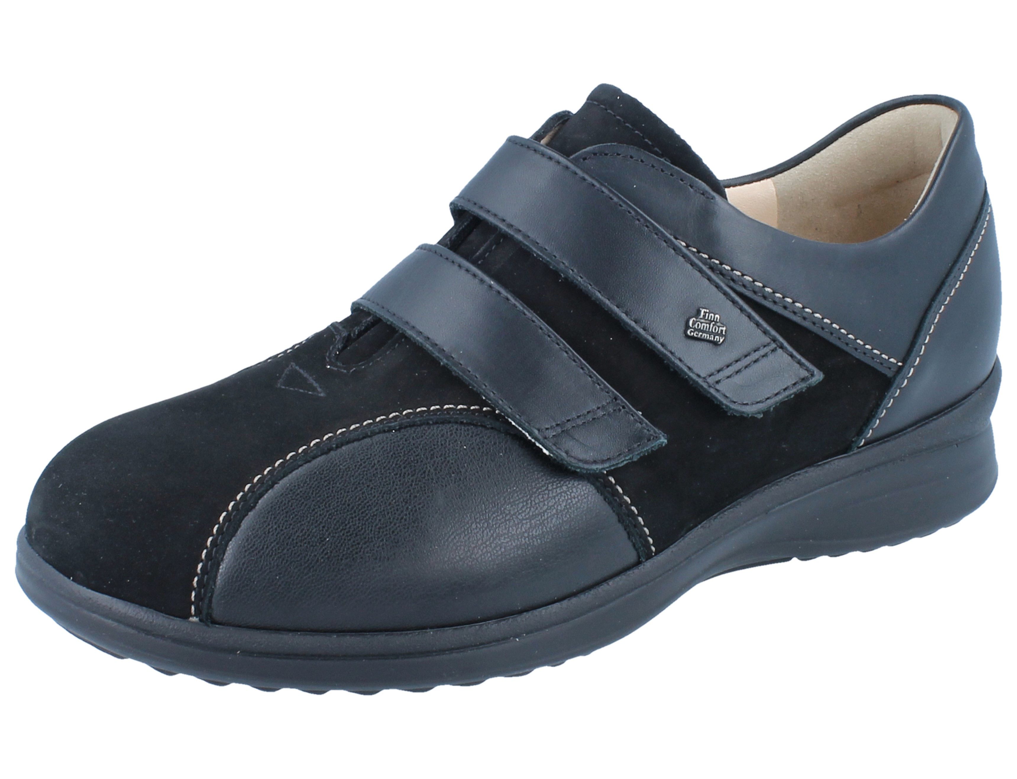 Finn Comfort FINN COMFORT Stretch Lüttich Damen Kletthalbschuhe schwarz Leder - Schnürschuh Wechselfußbett