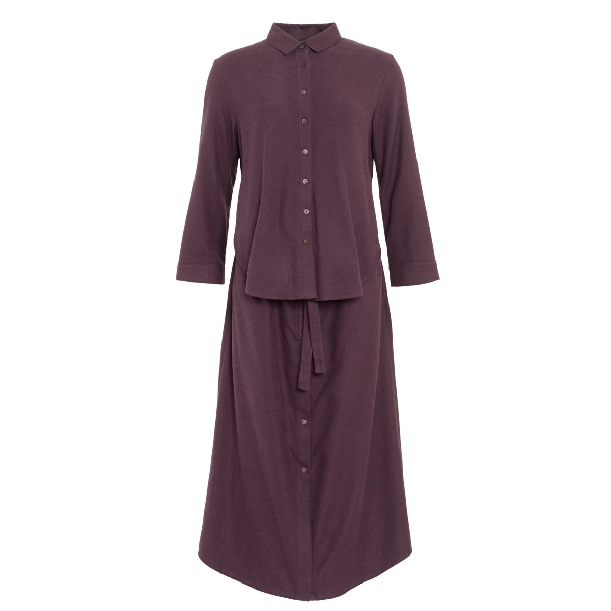 trueStory Hemdblusenkleid CHARU 100 Bio-Baumwolle Aubergine zertifizierte 