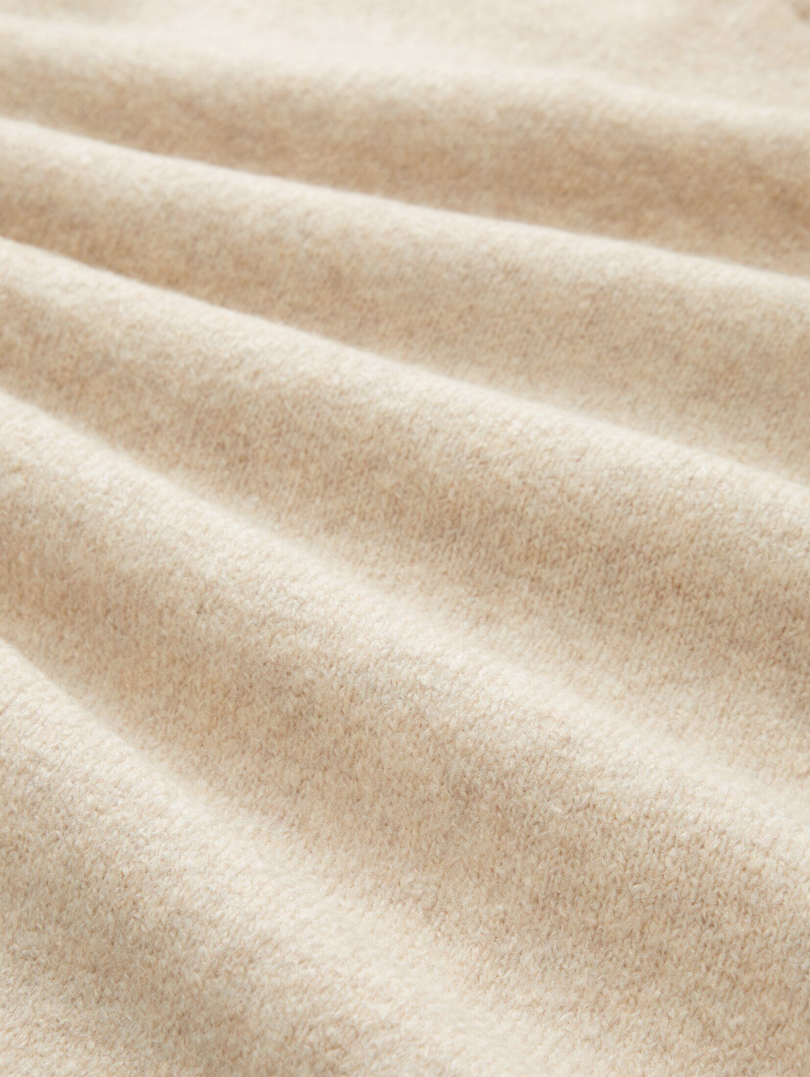 Strickpullover beige sand V-Ausschnitt dusty TAILOR mit Denim melange Strickpullover TOM