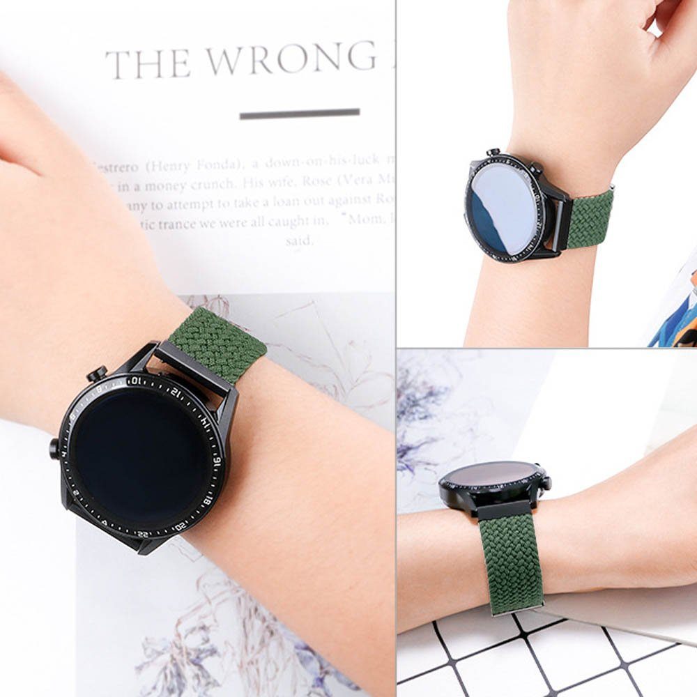 mm, mm/22 Armband SmartWatch-Armband BTTO Watch/Garmin/Fossi Nylonband Uhrenarmband Farben Olivgrün 20 Samsung Watch/Huawei Galaxy 6 für Elastisches Uhrenarmband,