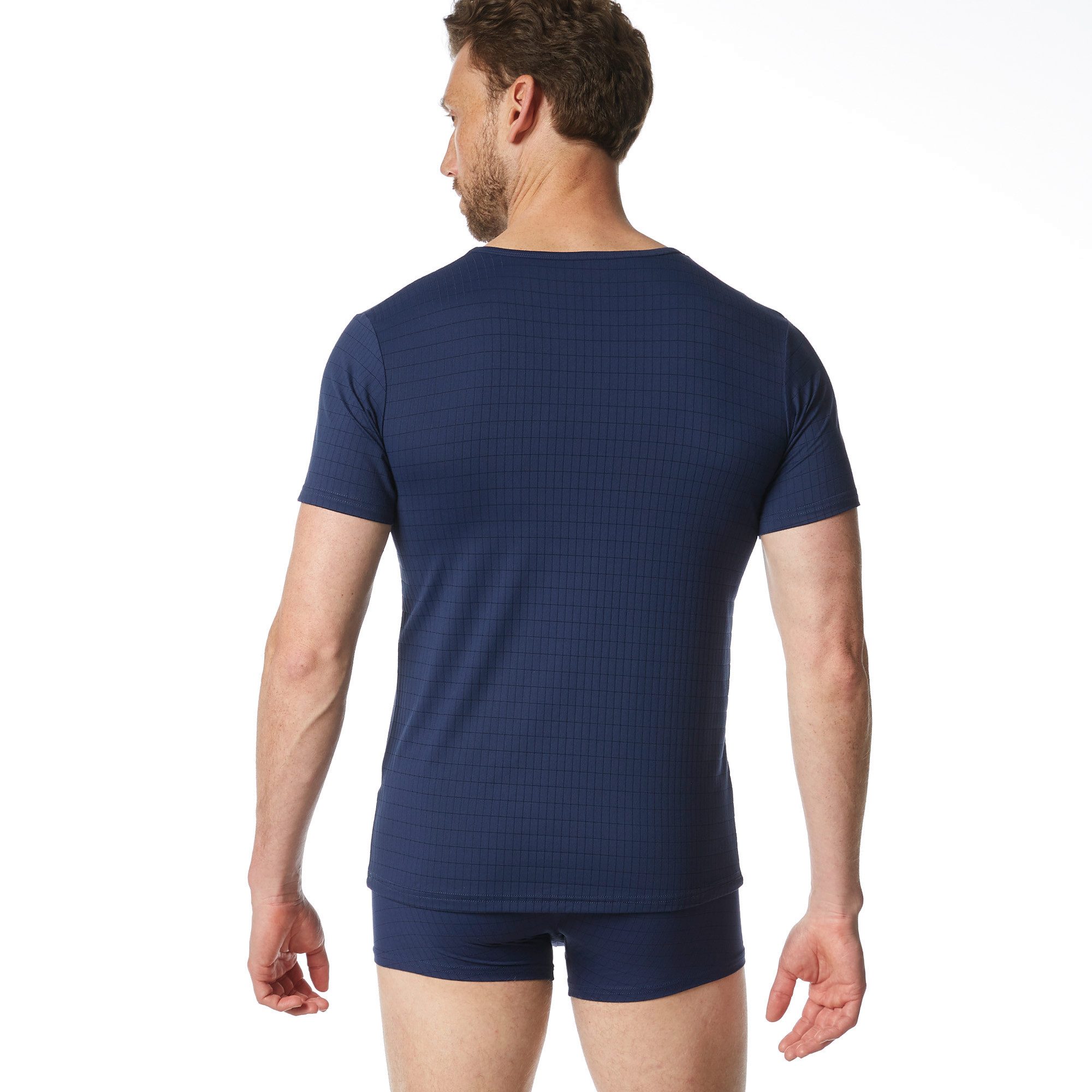 Bruno Banani V-Shirt CHECK LINE 2.0 Pique Optik, Kurzarm, V-Neck, Cotton-Mix – Bild 3 von 5