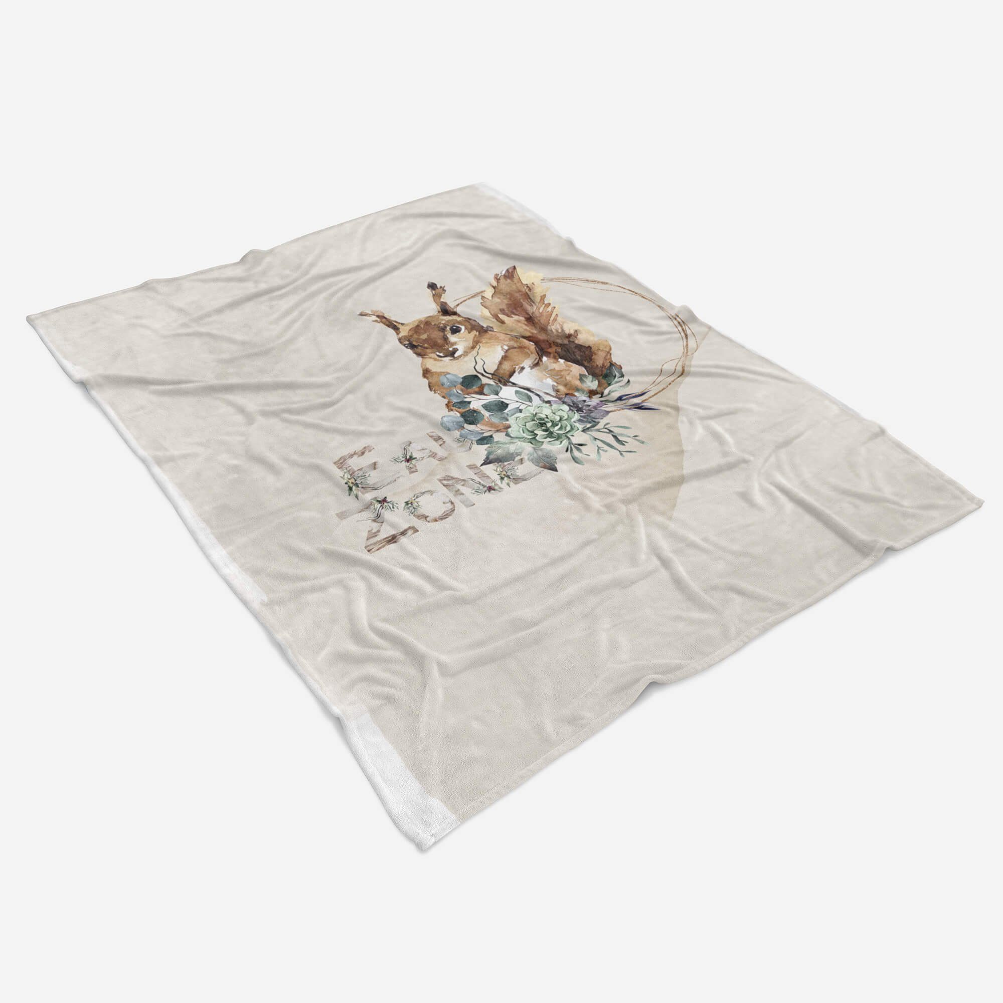 Strandhandtuch Blumen Handtücher Handtuch Handtuch Art Saunatuch Baumwolle-Polyester-Mix (1-St), Eichhörnchen Sinus Kuscheldecke Wass,