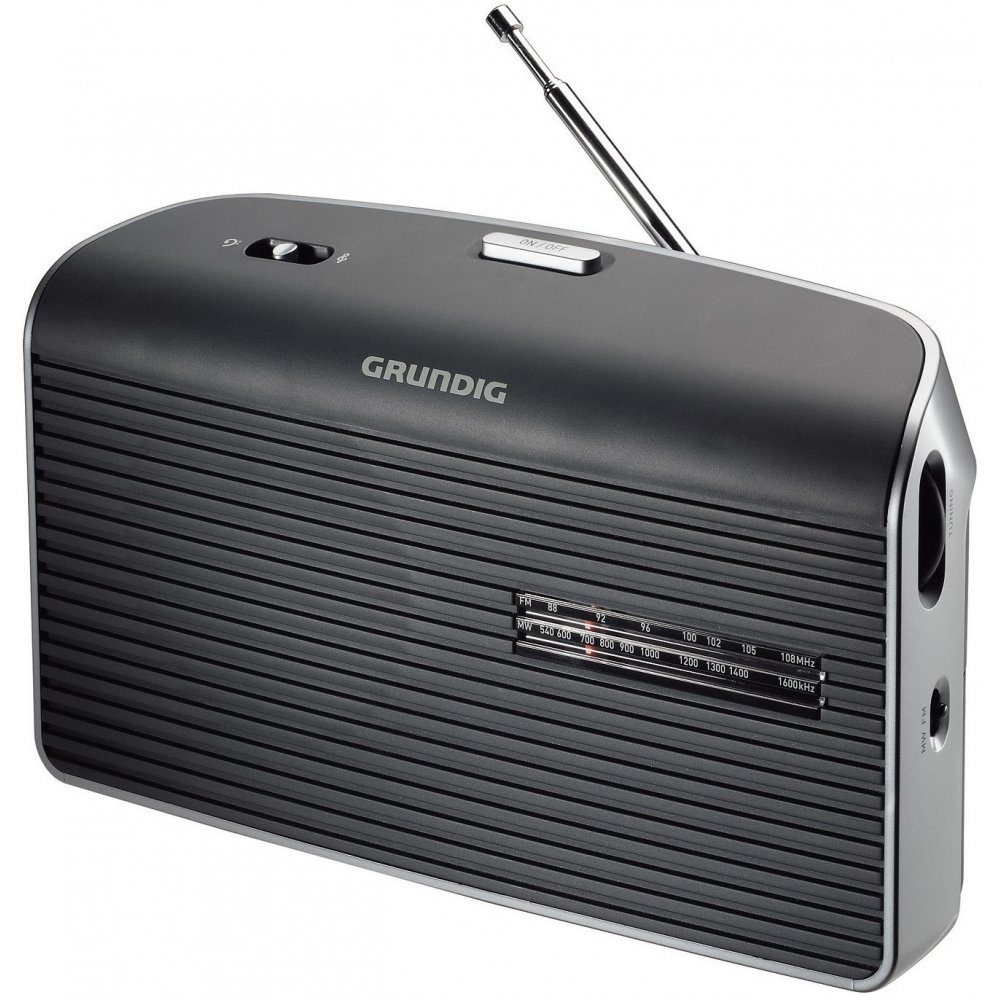 UKW/MW) (Tuner Netz-/Batteriebetrieb Music UKW-Radio grau 60 Kofferradio Grundig für