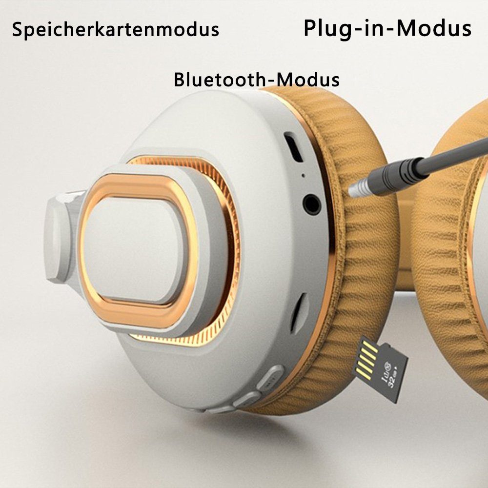 Akkulaufzeit Bluetooth Grau Over-Ear-Kopfhörer Dekorative mehrere Kopfhörer Akkulaufzeit, Wiedergabeoptionen) HIFI-Klangqualität, (Geräuschunterdrückung, 16h lange 5.0