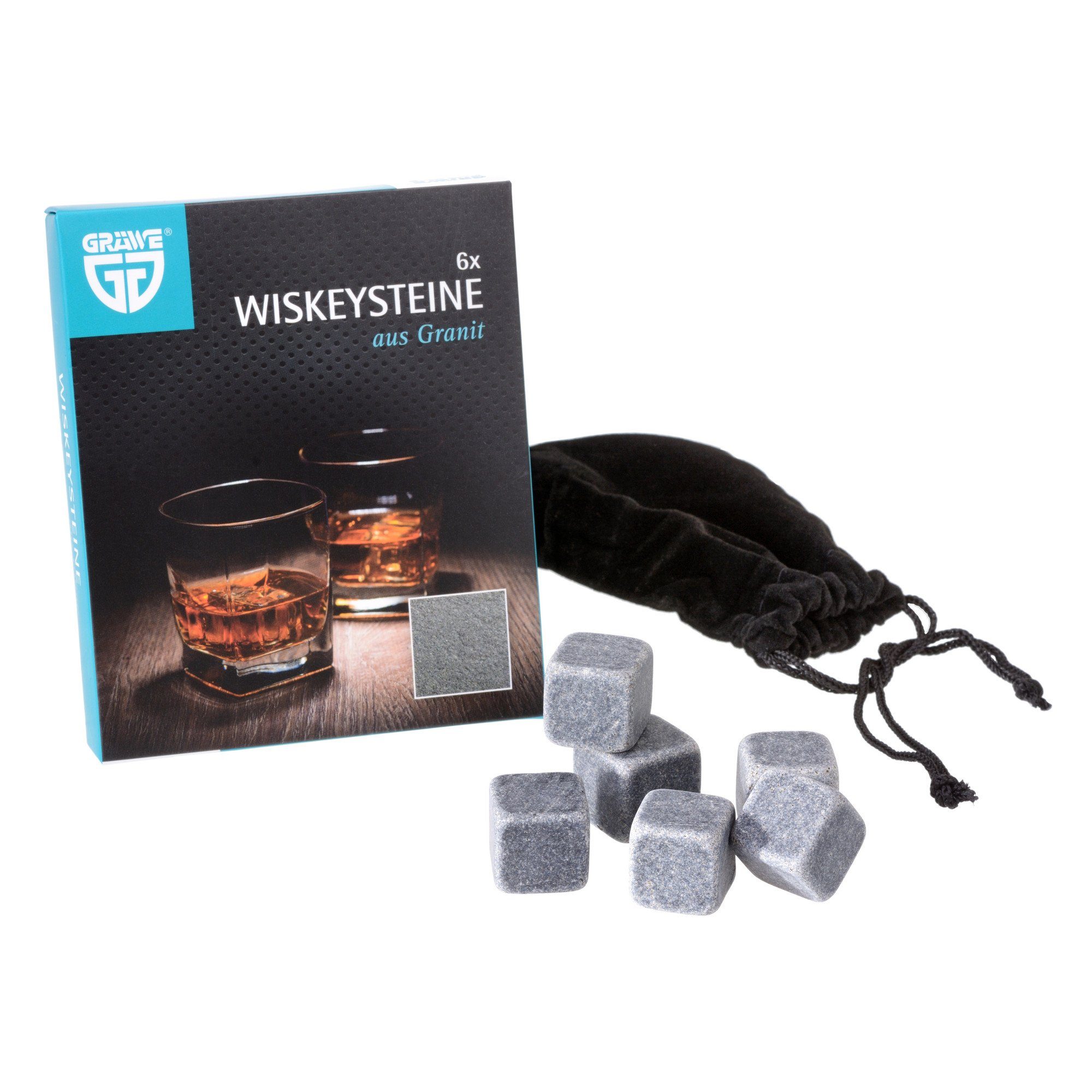 Eiswürfel-Steine GRÄWE Whiskeysteine aus Granit 6 Stück