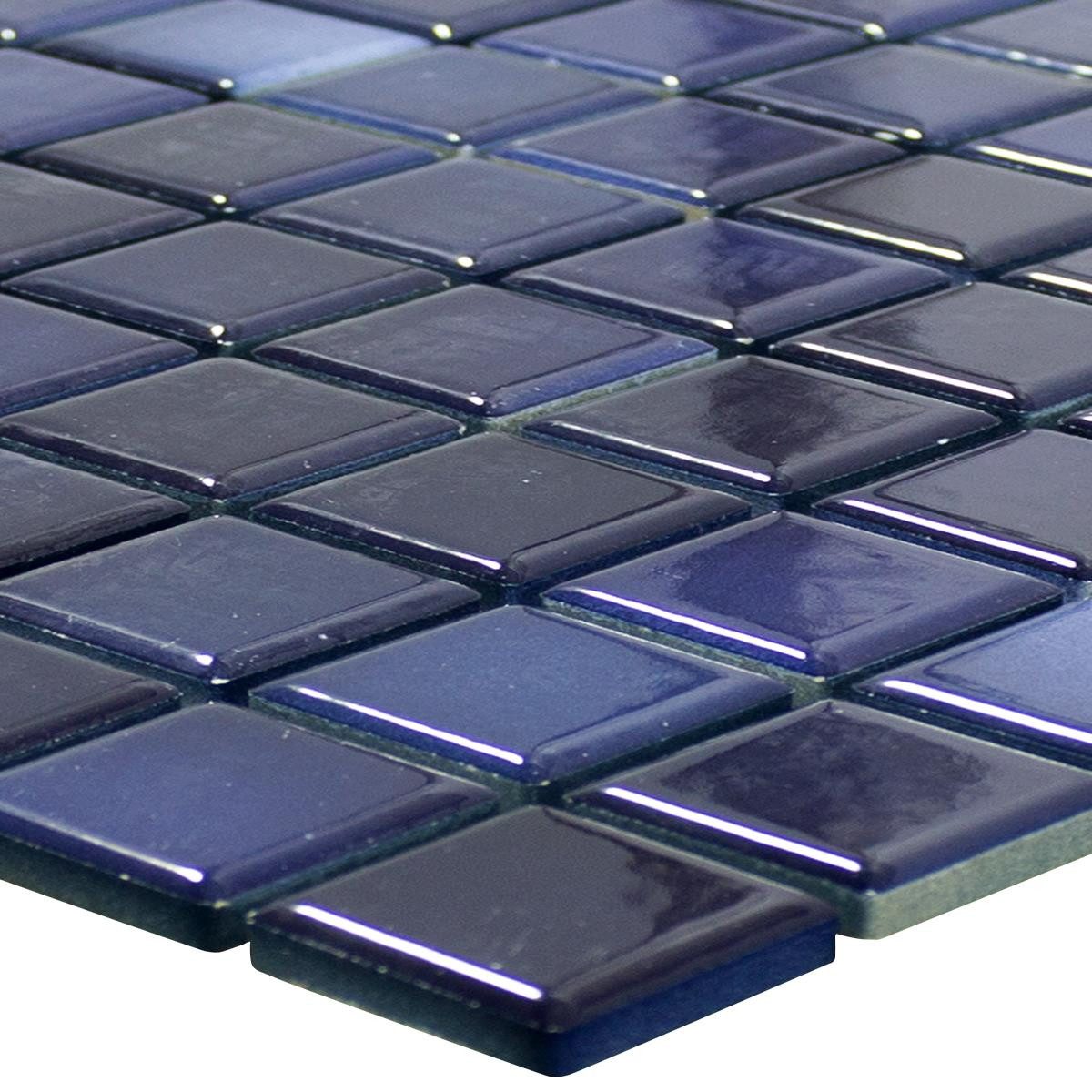 Mosafil Mosaikfliesen Keramikmosaik Плитка Galleria, Keramik 29.700x29.700, blau, Verlegefertig auf ein Netz geklebt - Frostsicher - Wasserdicht -