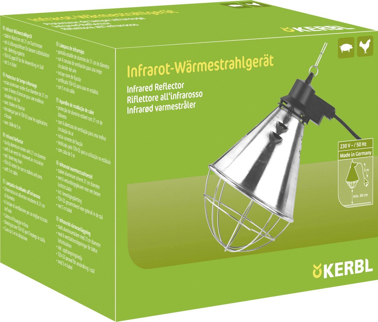 Kerbl Infrarotlampe Kerbl Küken-Infrarot-Wärmestrahlgerät 5 m Kabel