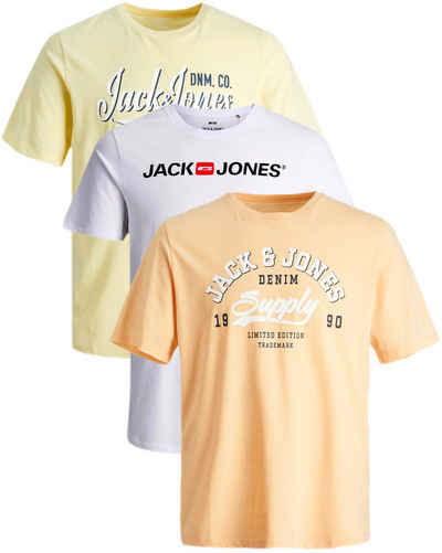 Jack & Jones Print-Shirt Bequemes Slimfit Shirt (Spar-Set, 3er-Pack) bedrucktes Oberteil aus Baumwolle, Größe XXL