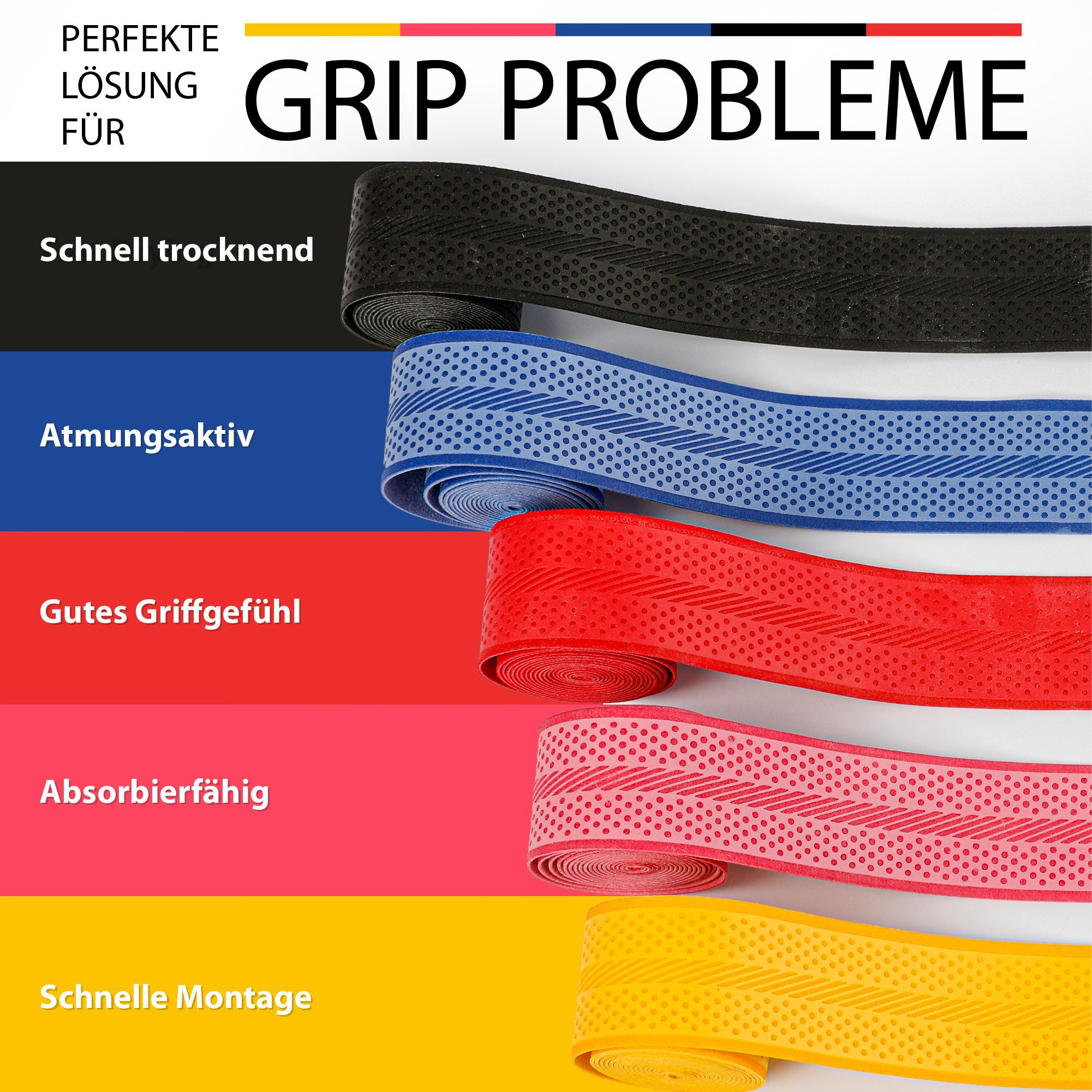 12 Farbe Freizeit Rutschfeste Schläger Griffbänder Tennis Badminton Griffband 