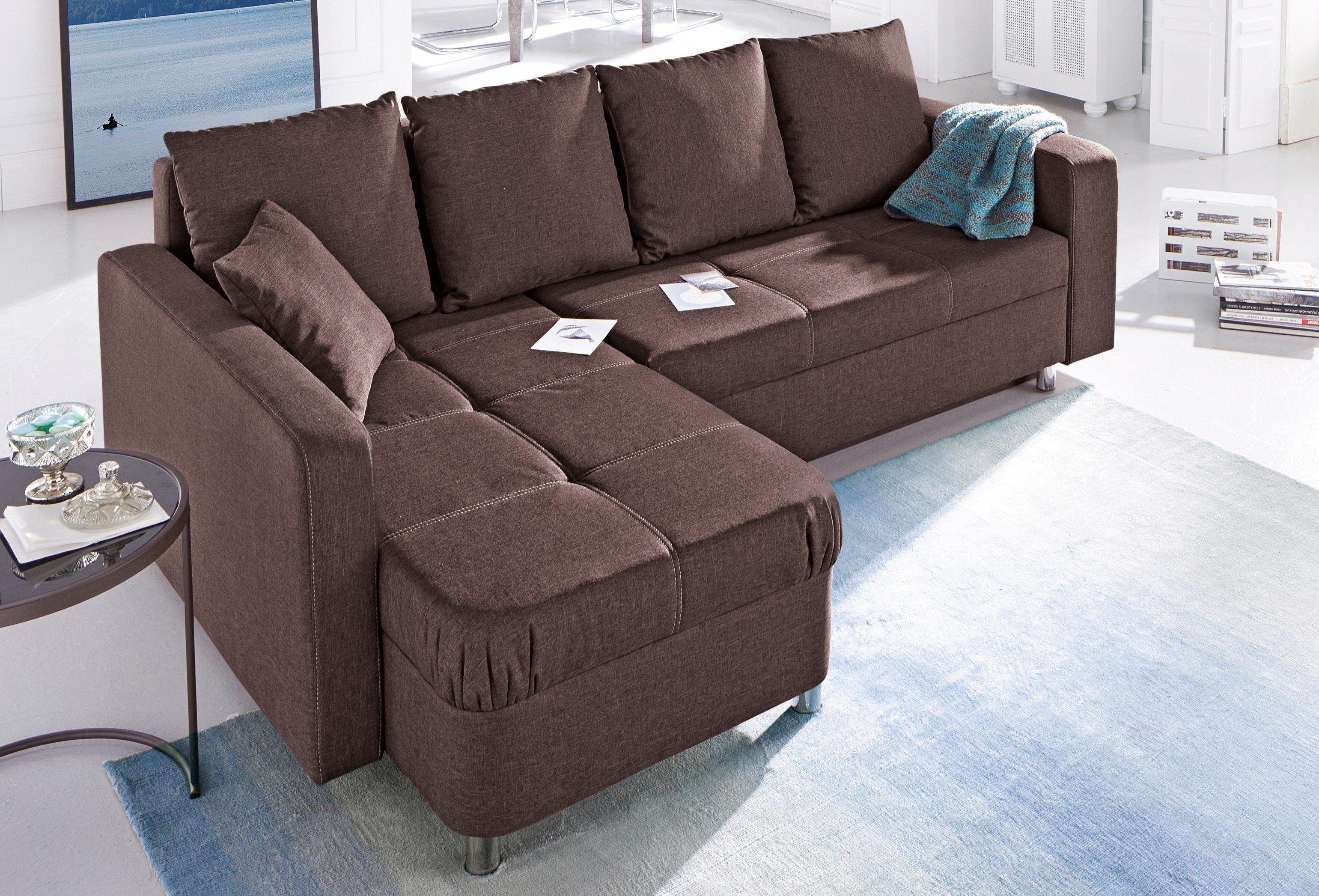 Ecksofa braun Bettkasten braun | mit und Gruppe Bettfunktion Jockenhöfer Lyon,