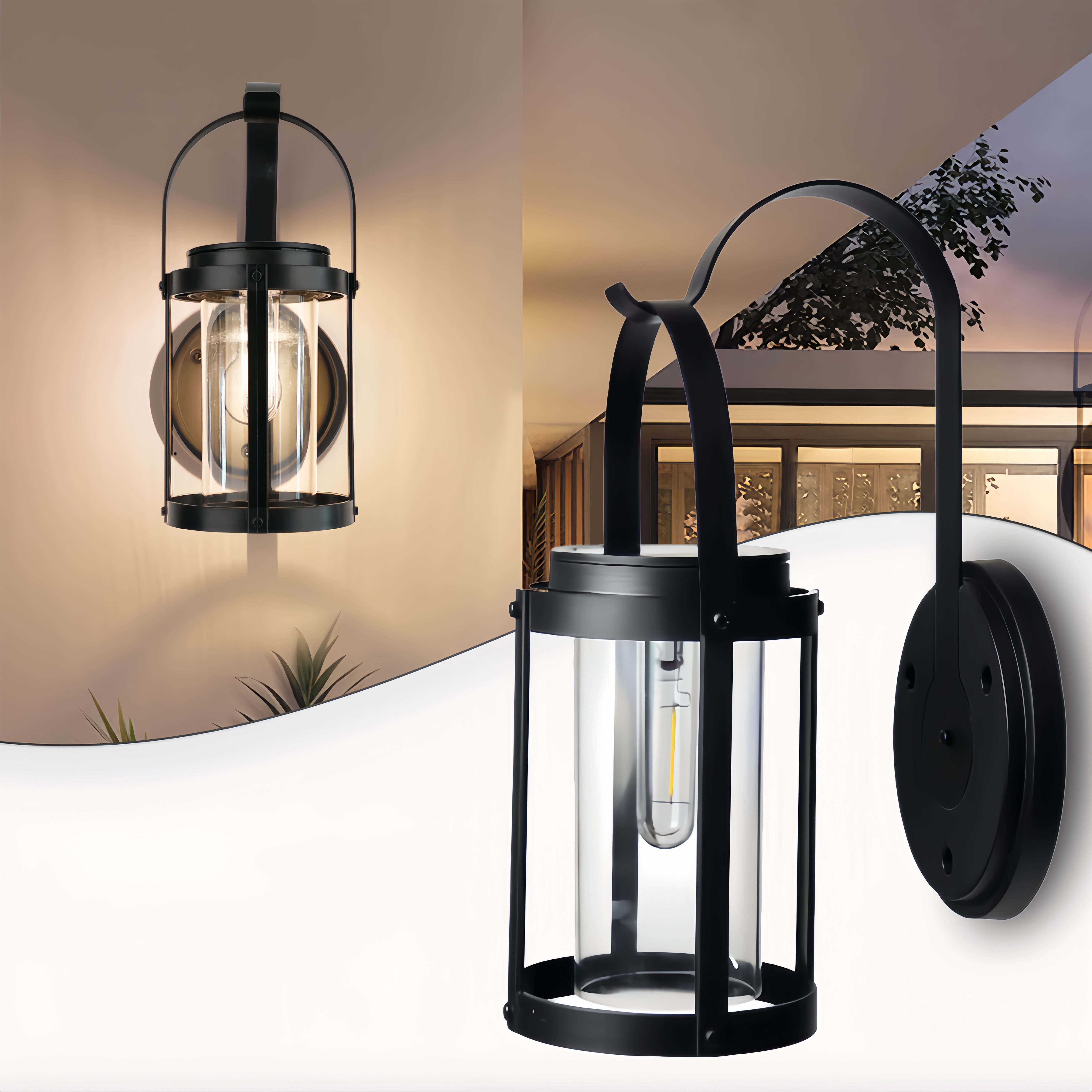 BlingBin Außen-Wandleuchte Tragbare LED Solarleuchte IP44 Wasserdicht Gartenlampe Solarlampe, Automatisches Laden und Beleuchten, LED fest integriert, warmweiß, Außenleuchte Anthrazit Wandlampe aussen Sturm Windlicht für Terrasse