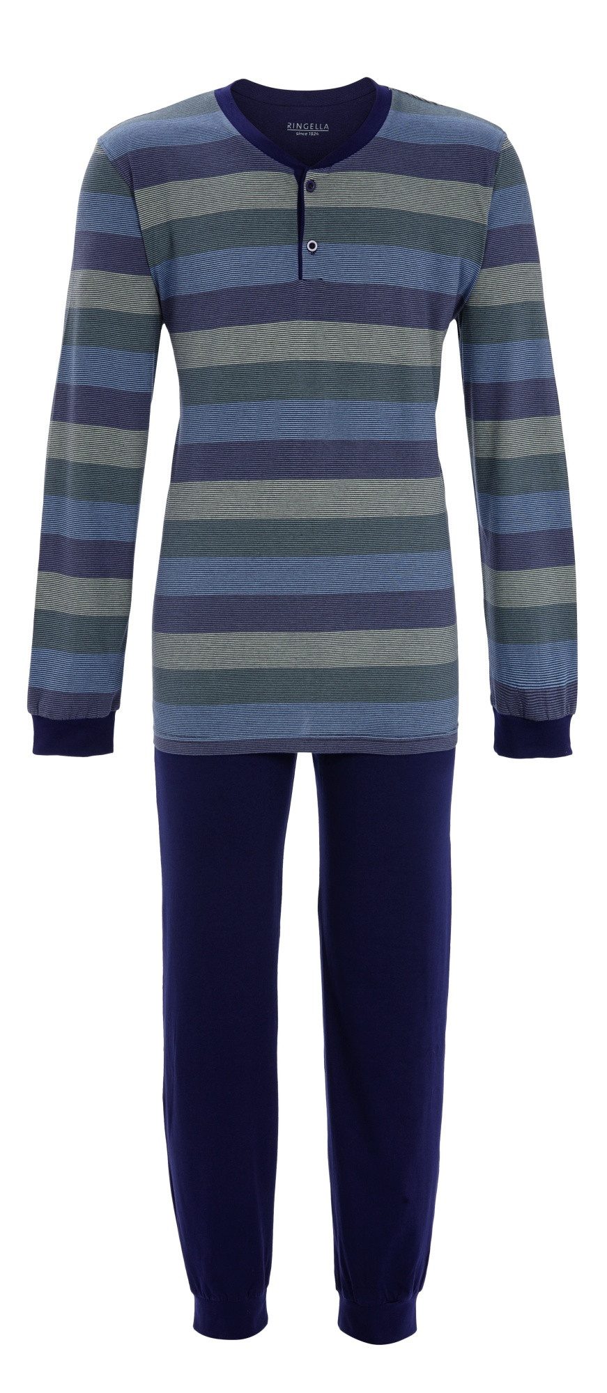 Ringella Pyjama mit Strickbündchen und geringeltem Oberteil