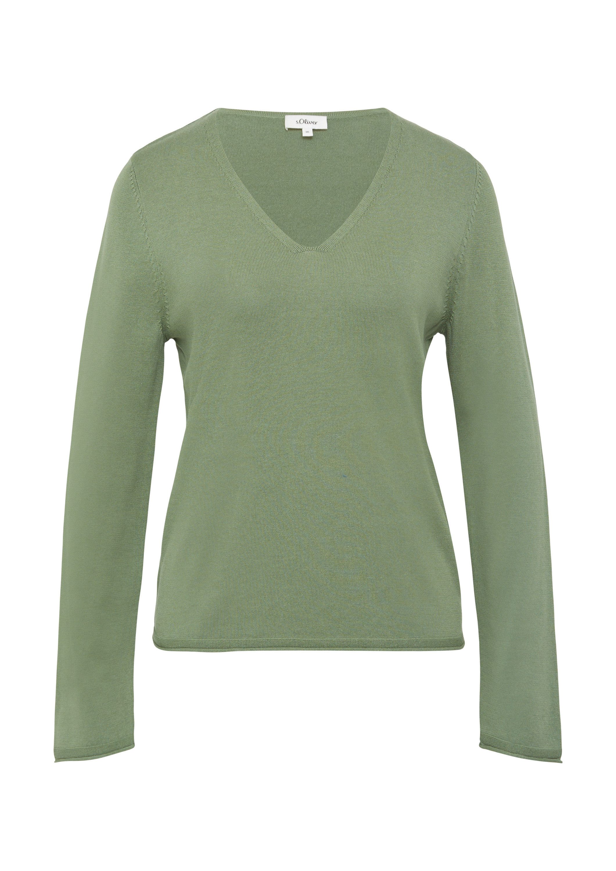 s.Oliver Longpullover Strickpullover Feinstrickpullover mit V-Ausschnitt un günstig online kaufen