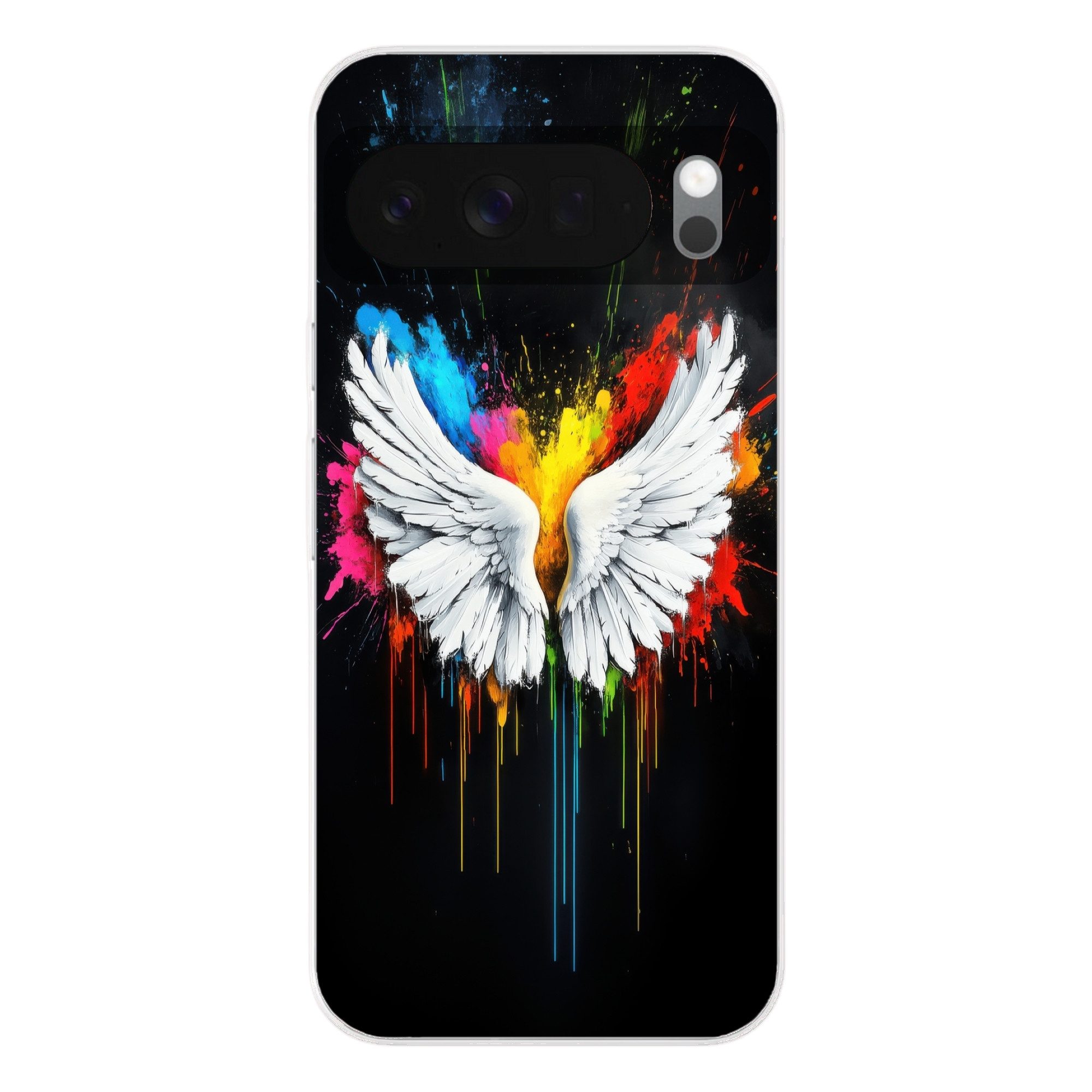 MuchoWow Handyhülle für Google Pixel 10 Flügel - Farbspritzer - Farbenfroh, Phone Case, Silikon, Schutzhülle Dünn