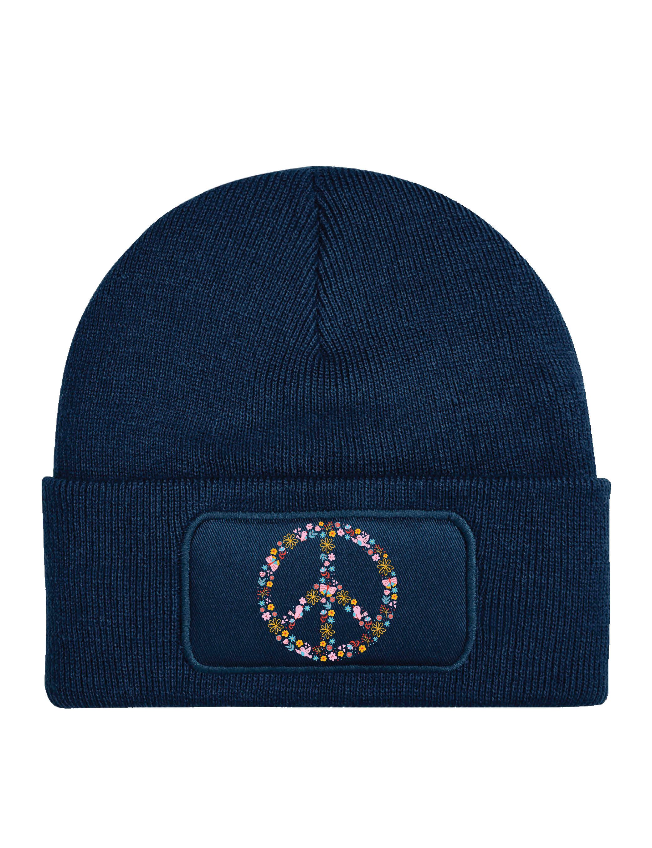Youth Designz Beanie Unisex Kinder Beanie Mütze "Peace" Hippies 80/90 Jahre Print Geschenk mit lustigen und stylischen Aufdruck für Jungen und Mädchen Statement